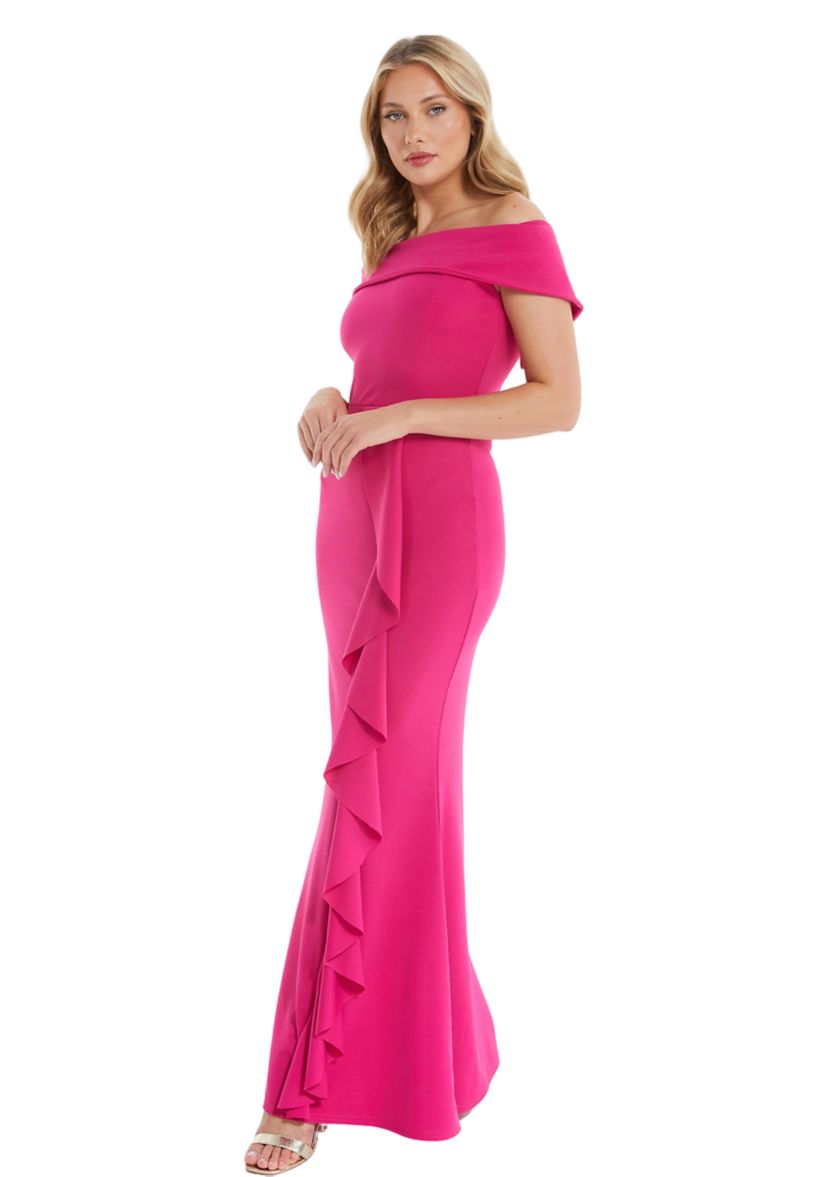Scuba Crepe Bardot Maxi Dress