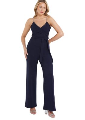 Quiz Wrap Embellished Strap Palazzo Jumpsuit Blue 8