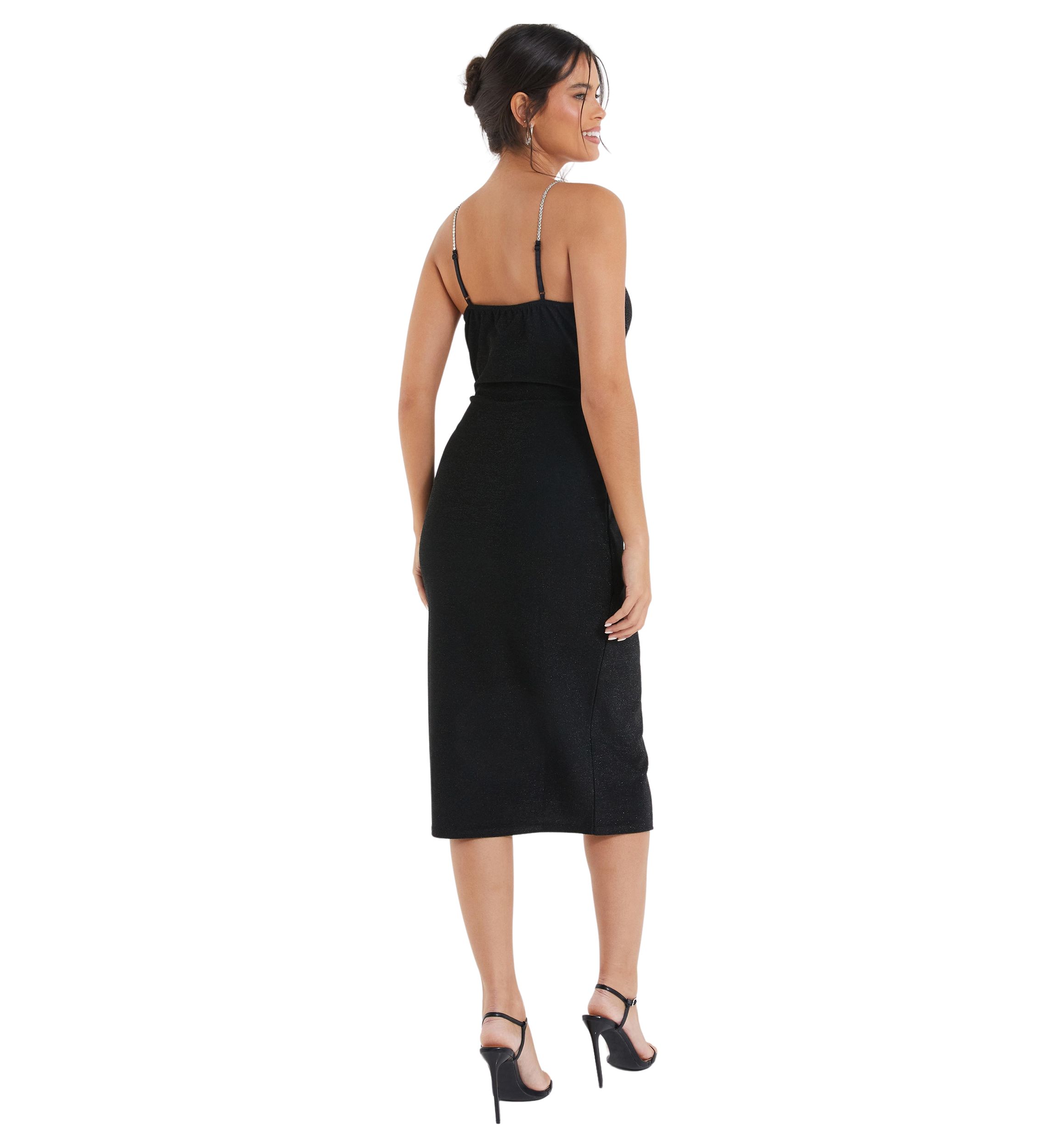 Womens Brillo Wrap Midi Dress with Diamante Straps