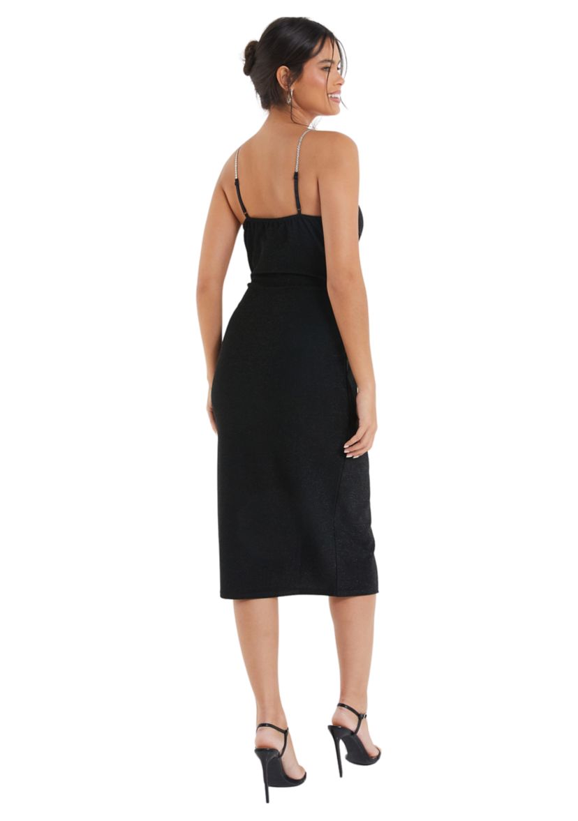 Womens Brillo Wrap Midi Dress with Diamante Straps