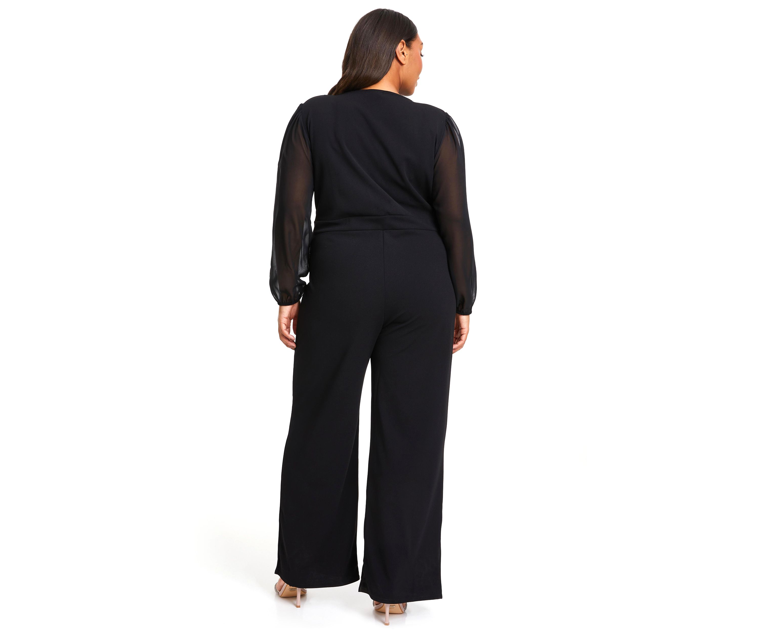 Cheers To You Sequin Long Sleeve Belted Wrap Loose Jumpsuit