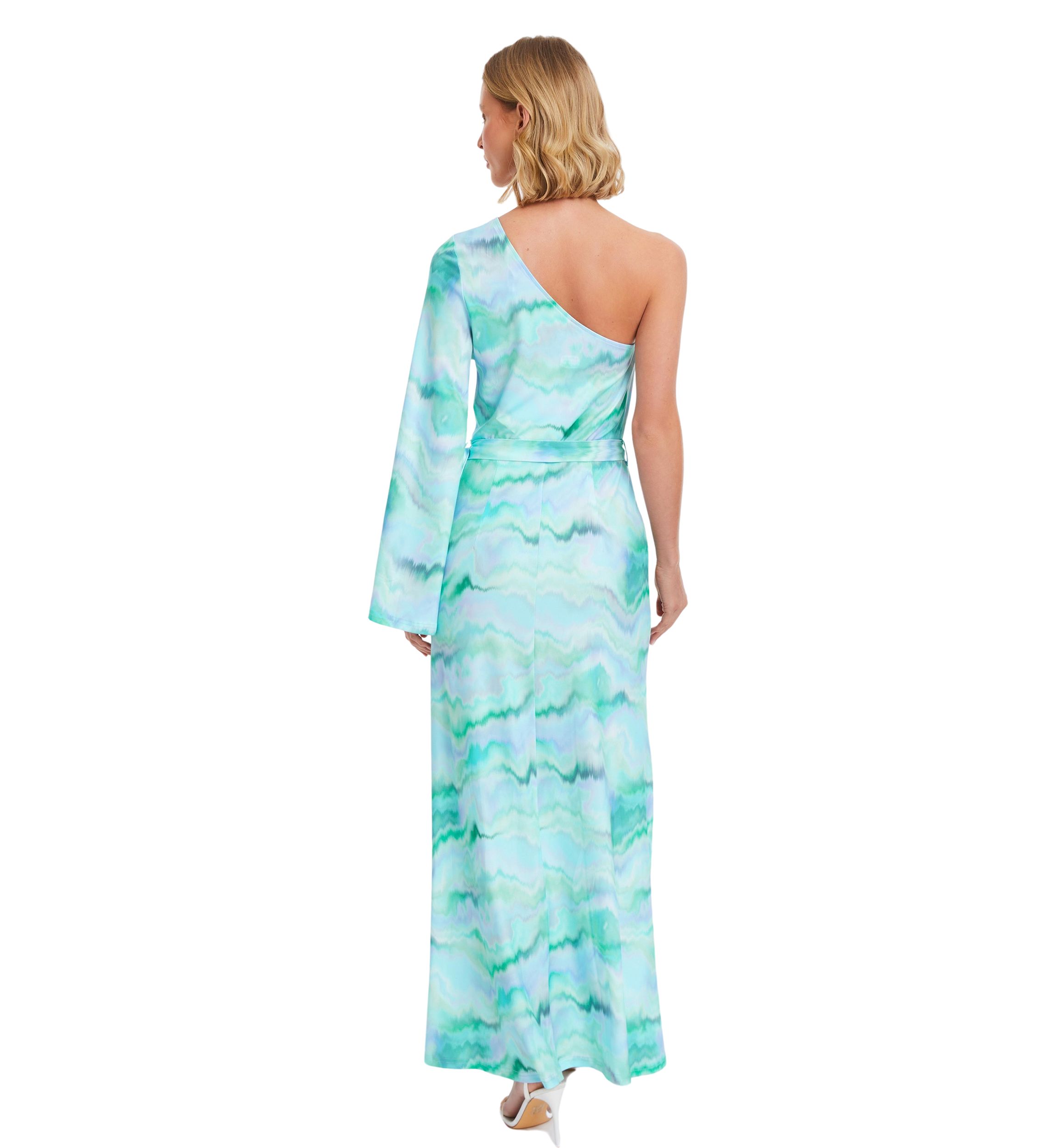 Womens Slinky Marble One-Shoulder Dress