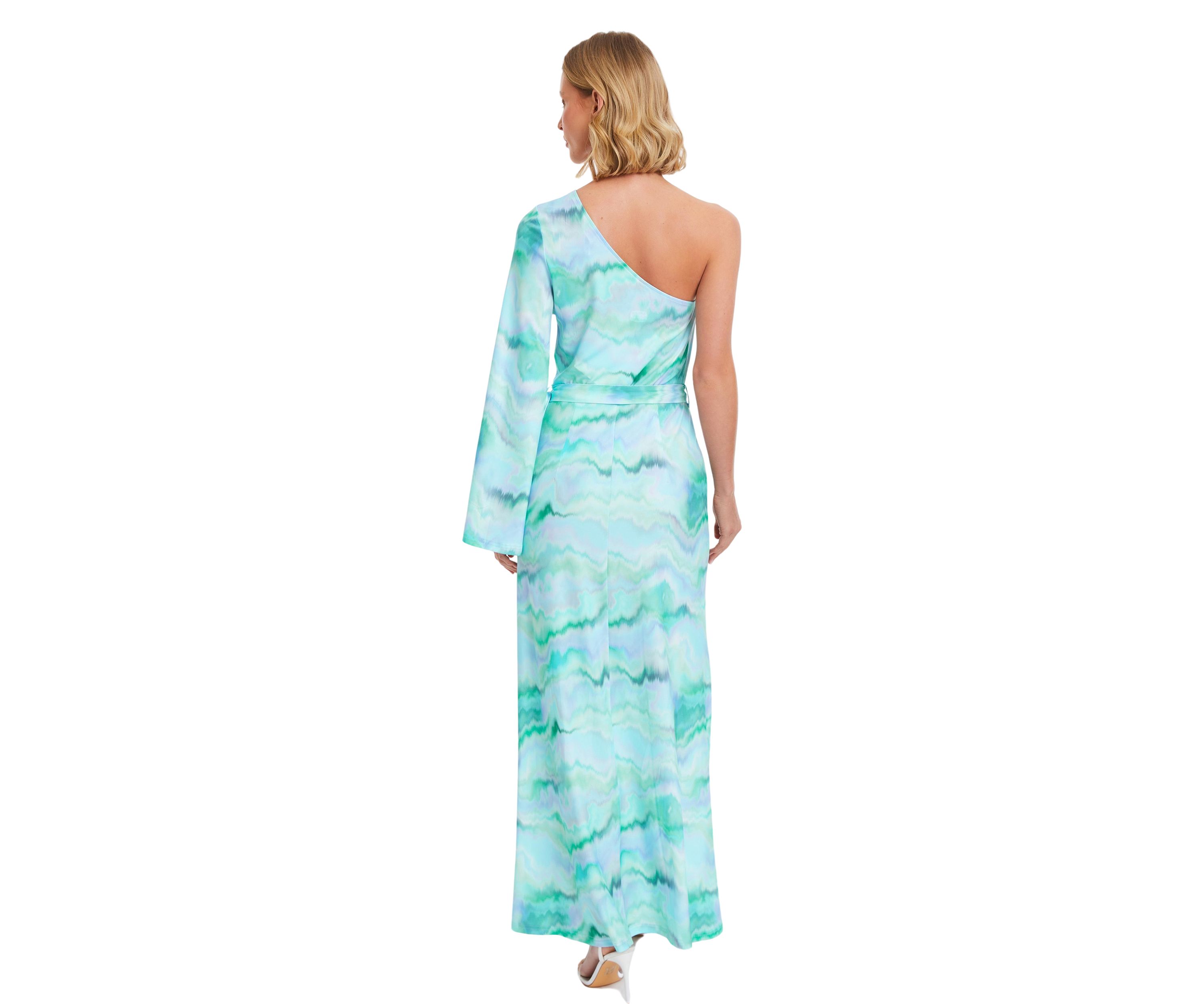 Womens Slinky Marble One-Shoulder Dress