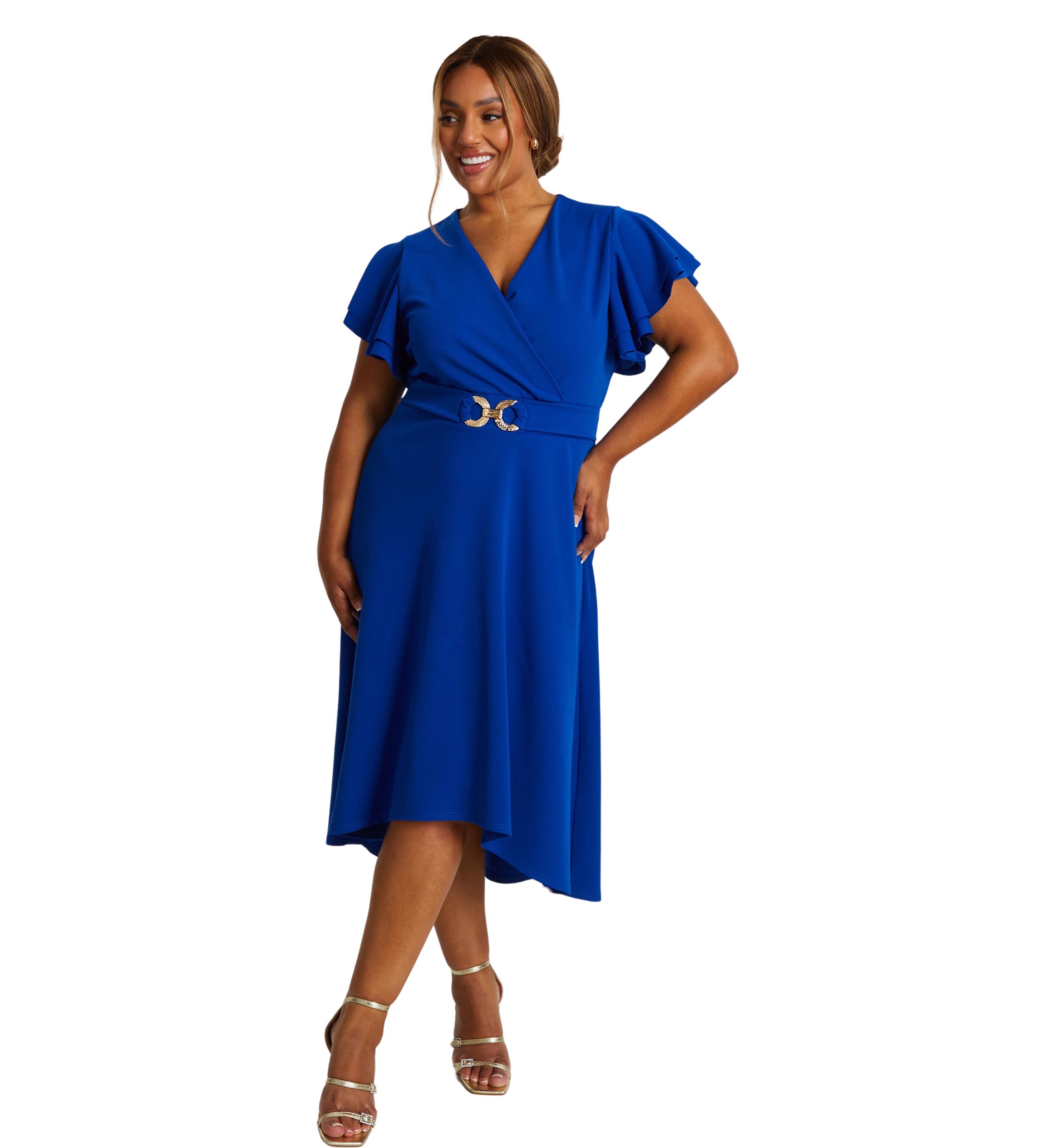 Plus Size Curve Buckle Dip Hem Dress