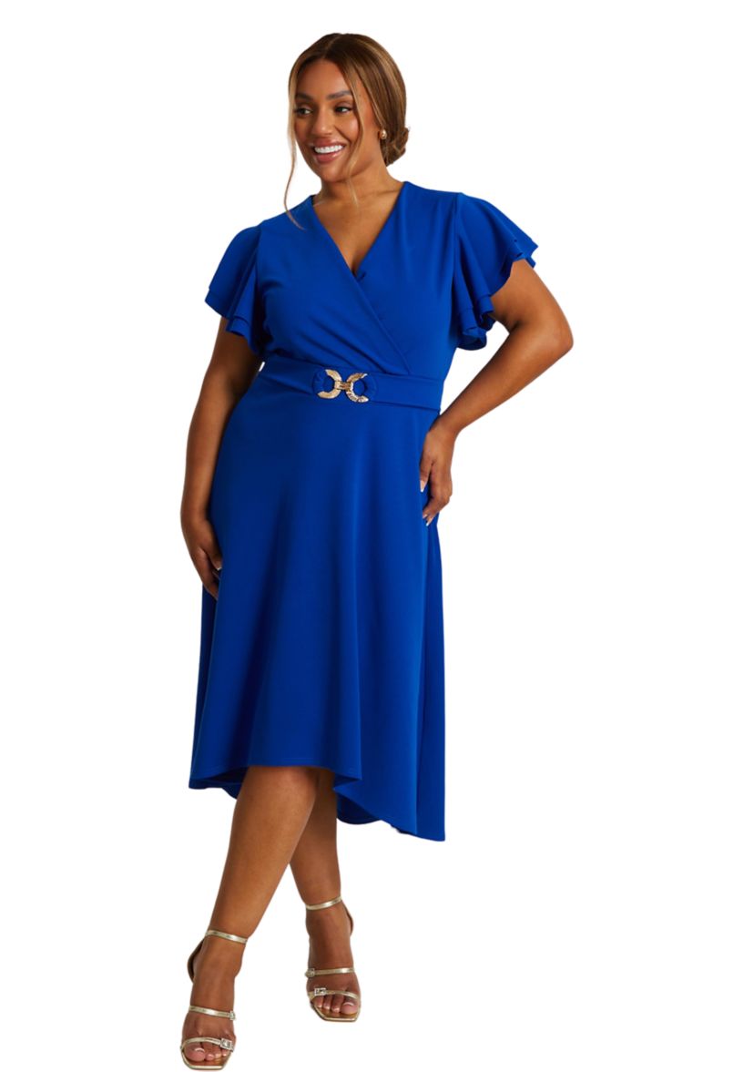 Plus Size Curve Buckle Dip Hem Dress