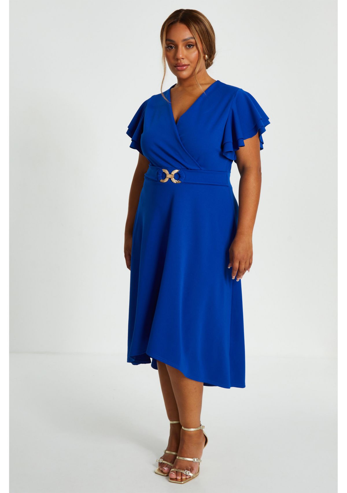 Plus Size Curve Buckle Dip Hem Dress