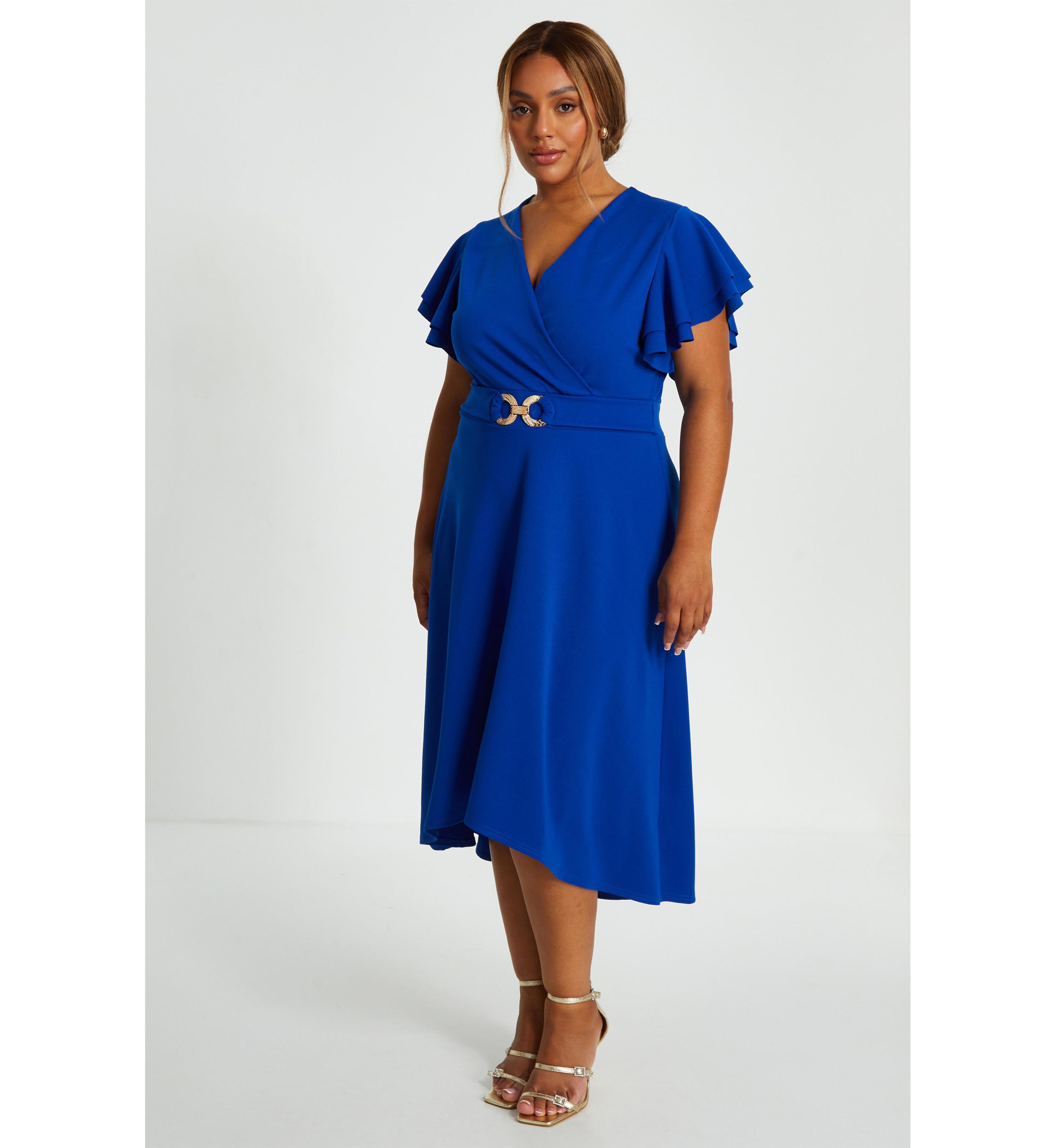 Plus Size Curve Buckle Dip Hem Dress