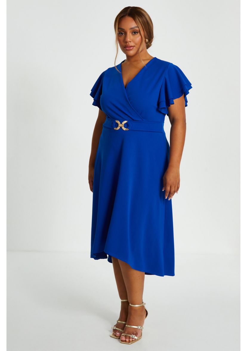 Plus Size Curve Buckle Dip Hem Dress