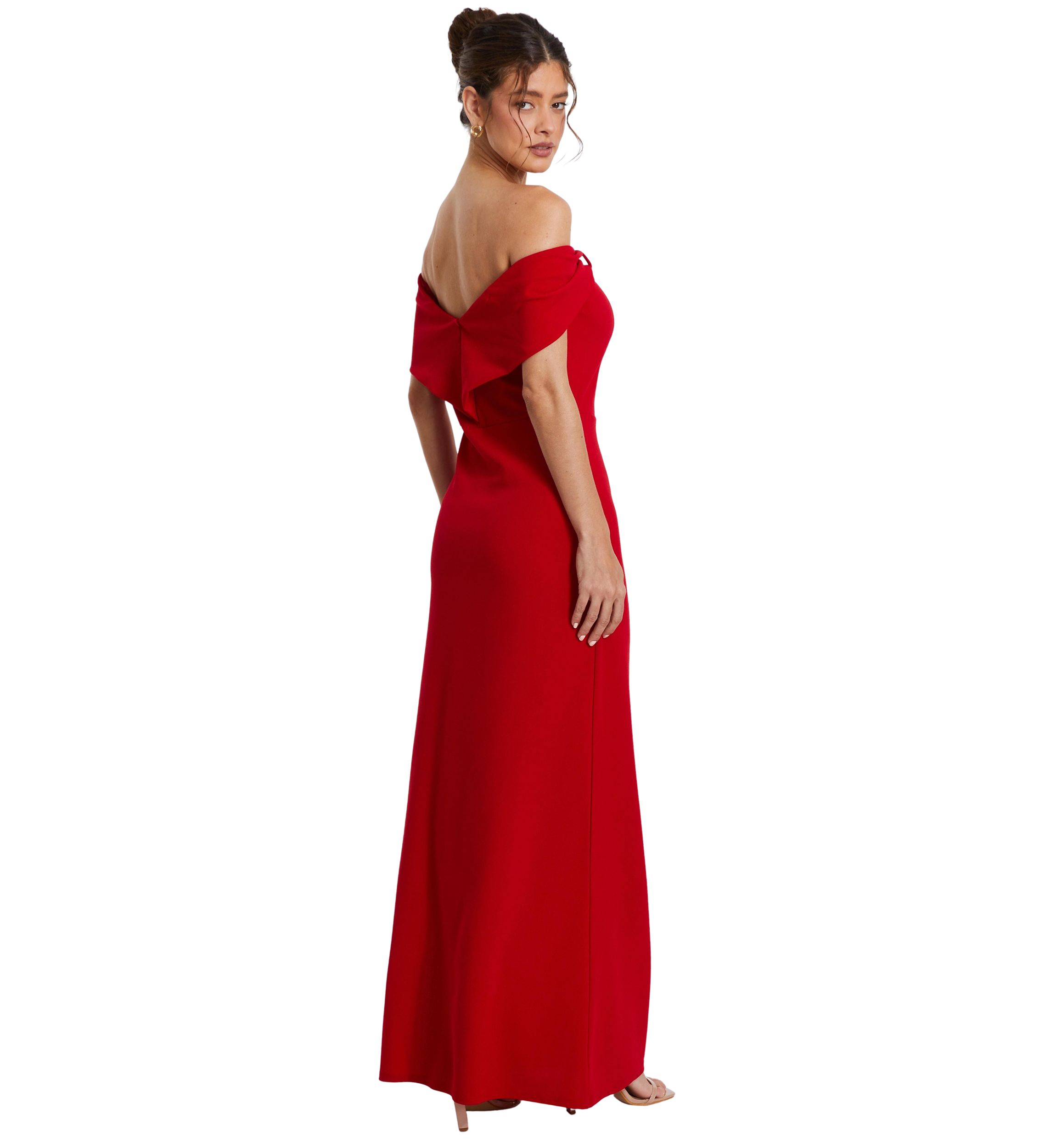 Womens Off the Shoulder Scuba Crepe Maxi Dress