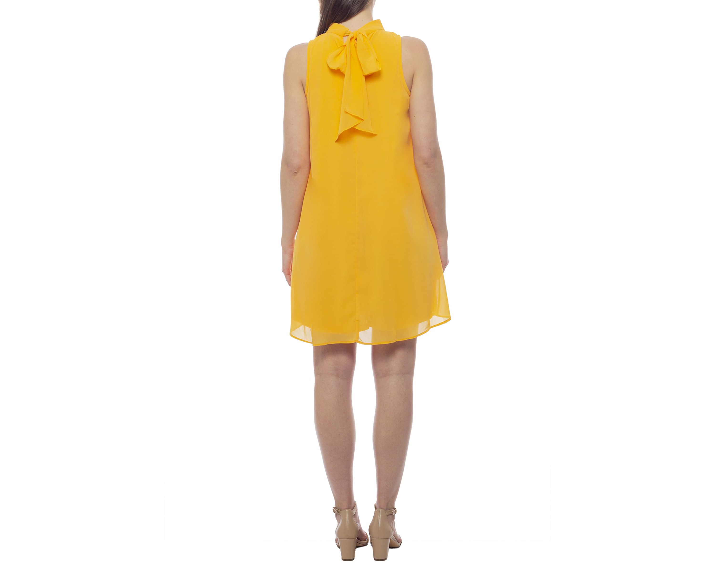 Mock Neck Pleated Trapez Dress