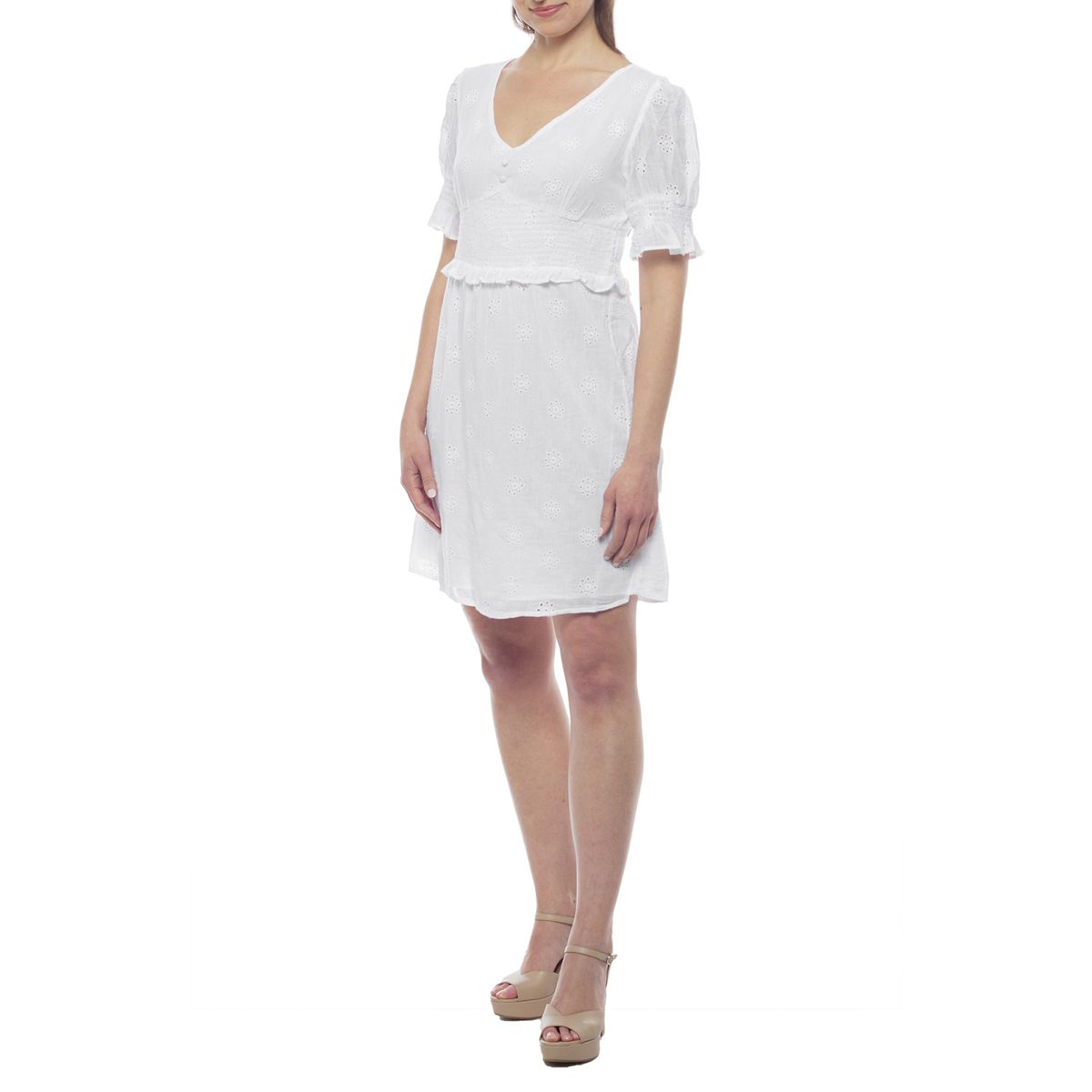 Puff Sleeve Dress with Ruffle