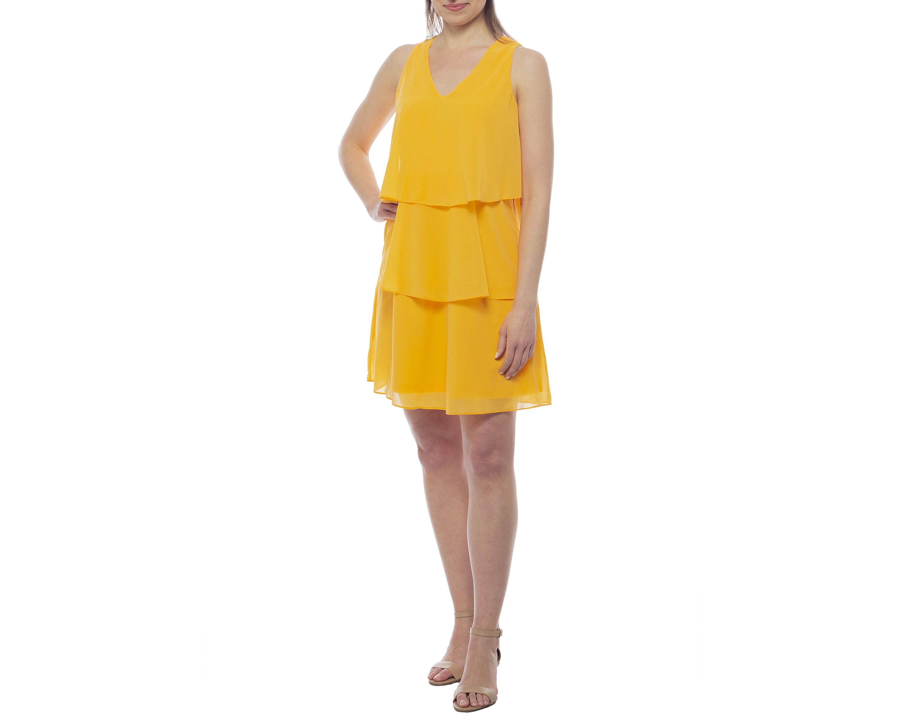 Ruffle Tier V Neck Sleeveless Dress