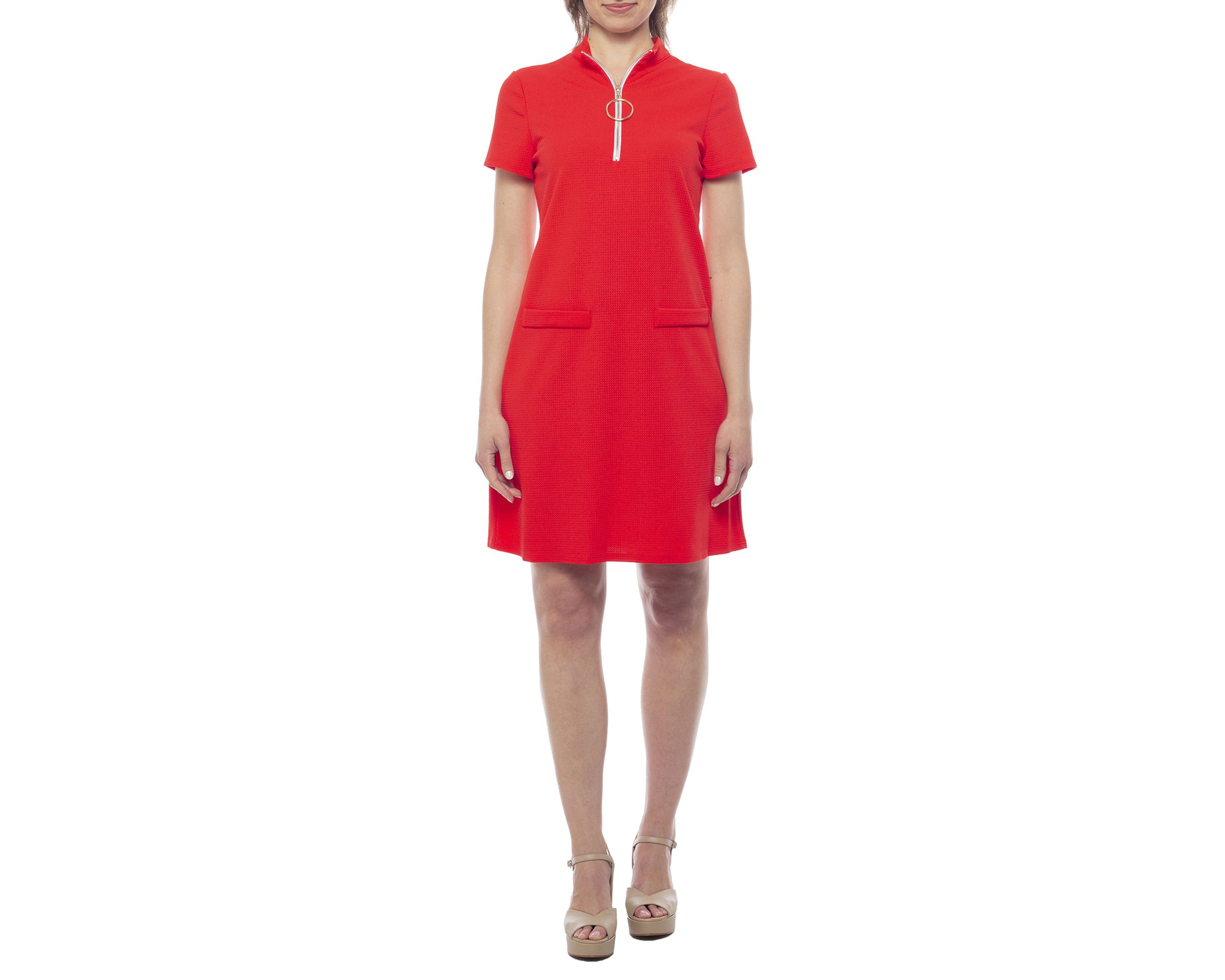 Zip Front Mock Neck Dress
