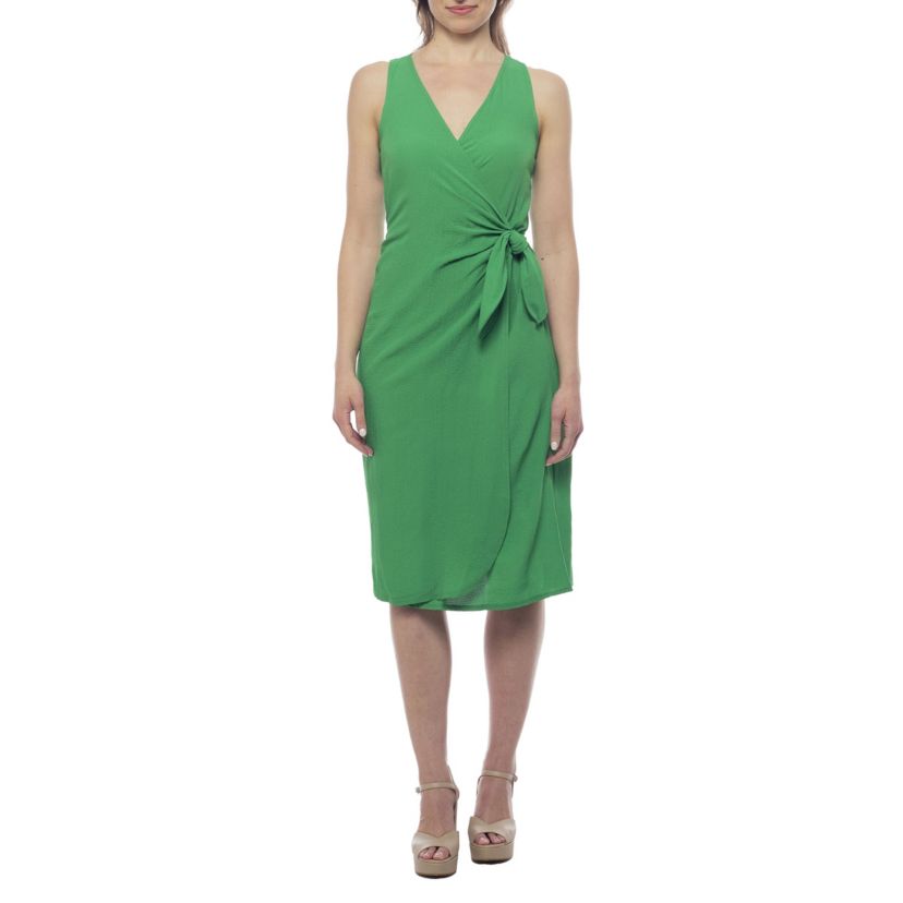 Sleeveless Faux Wrap Midi