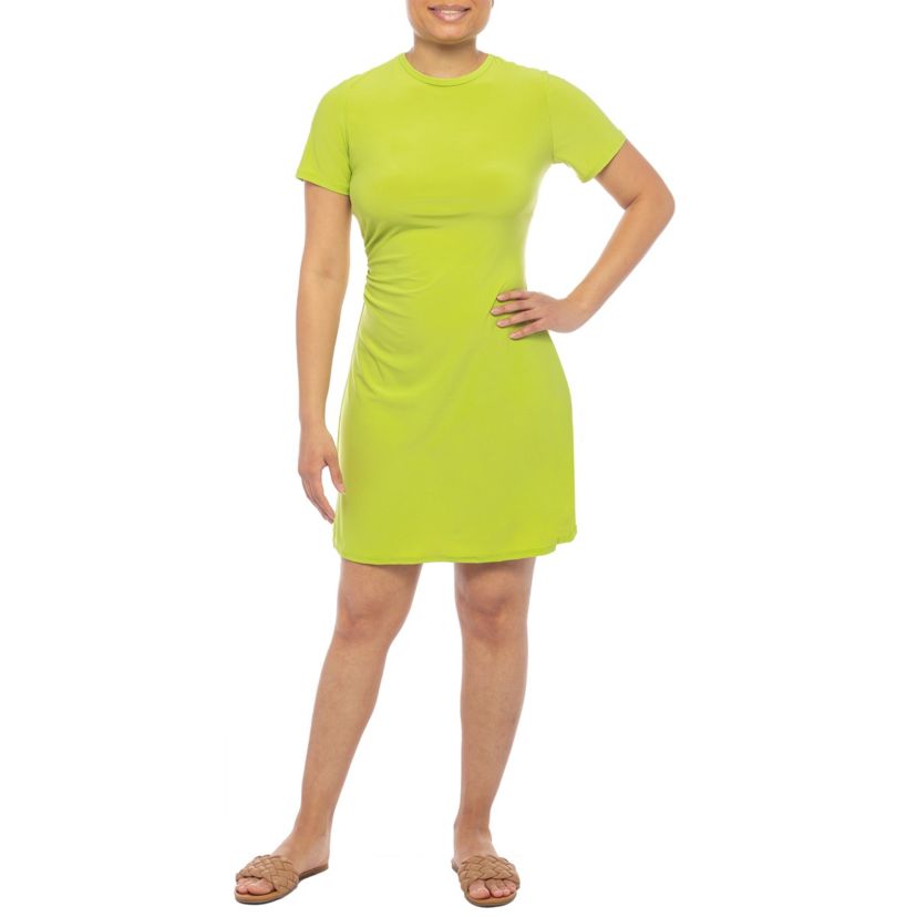 Short Sleeve Ity Side Pleated Tee Dress