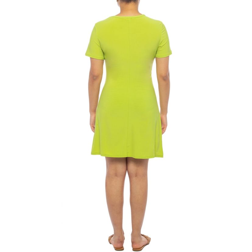 Short Sleeve Ity Side Pleated Tee Dress