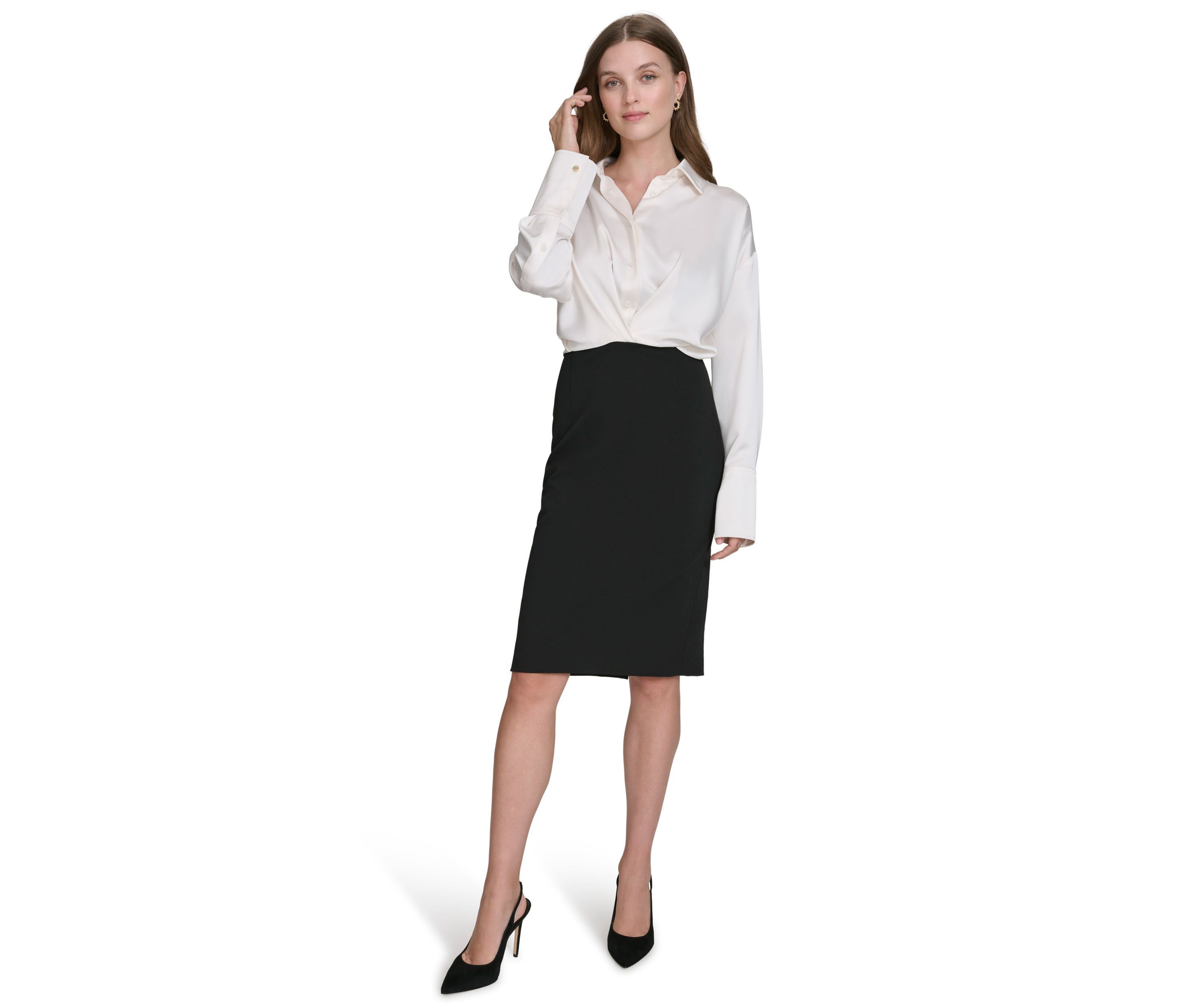 Womens Collared Mixed Media Shirtdress
