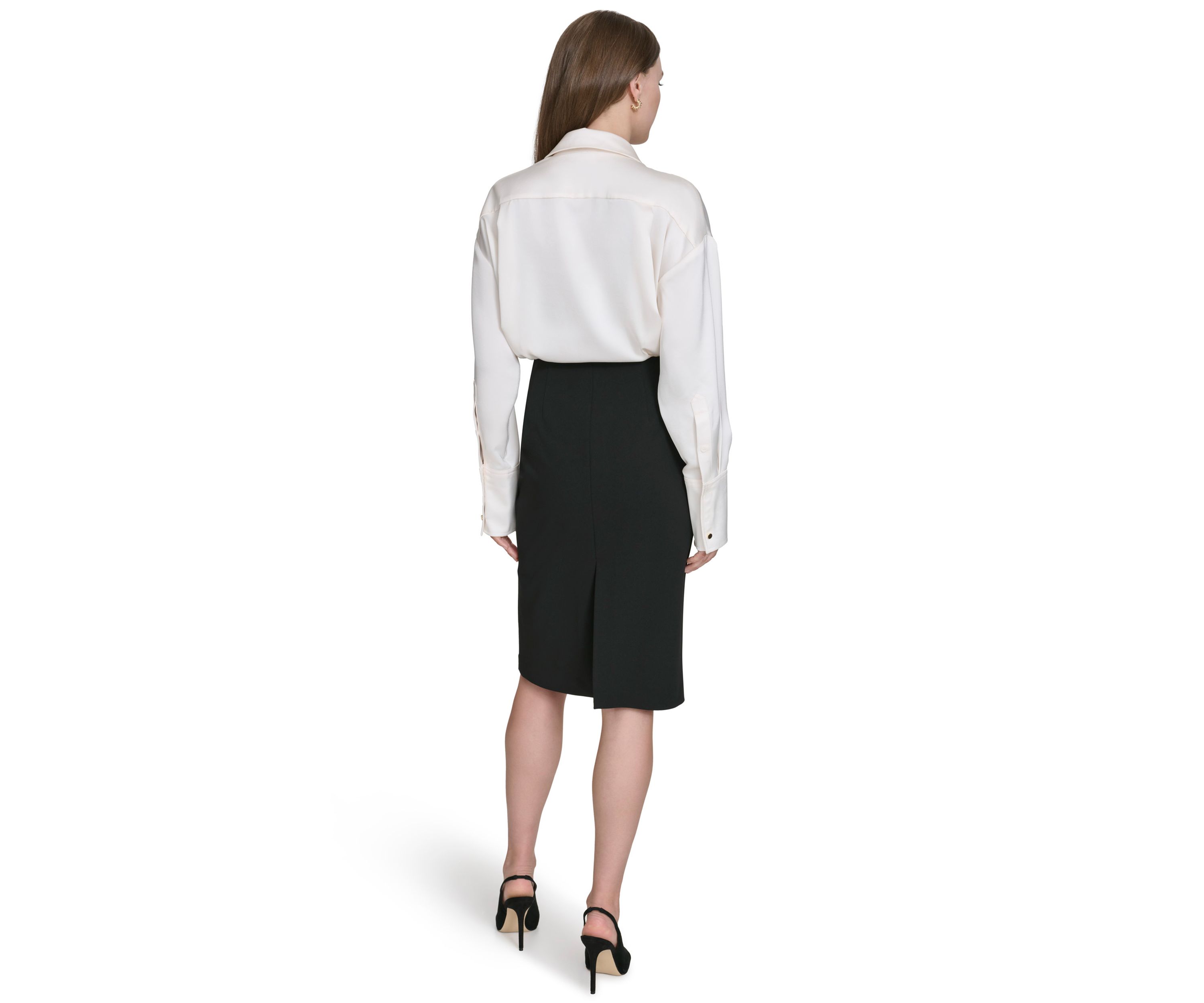 Womens Collared Mixed Media Shirtdress