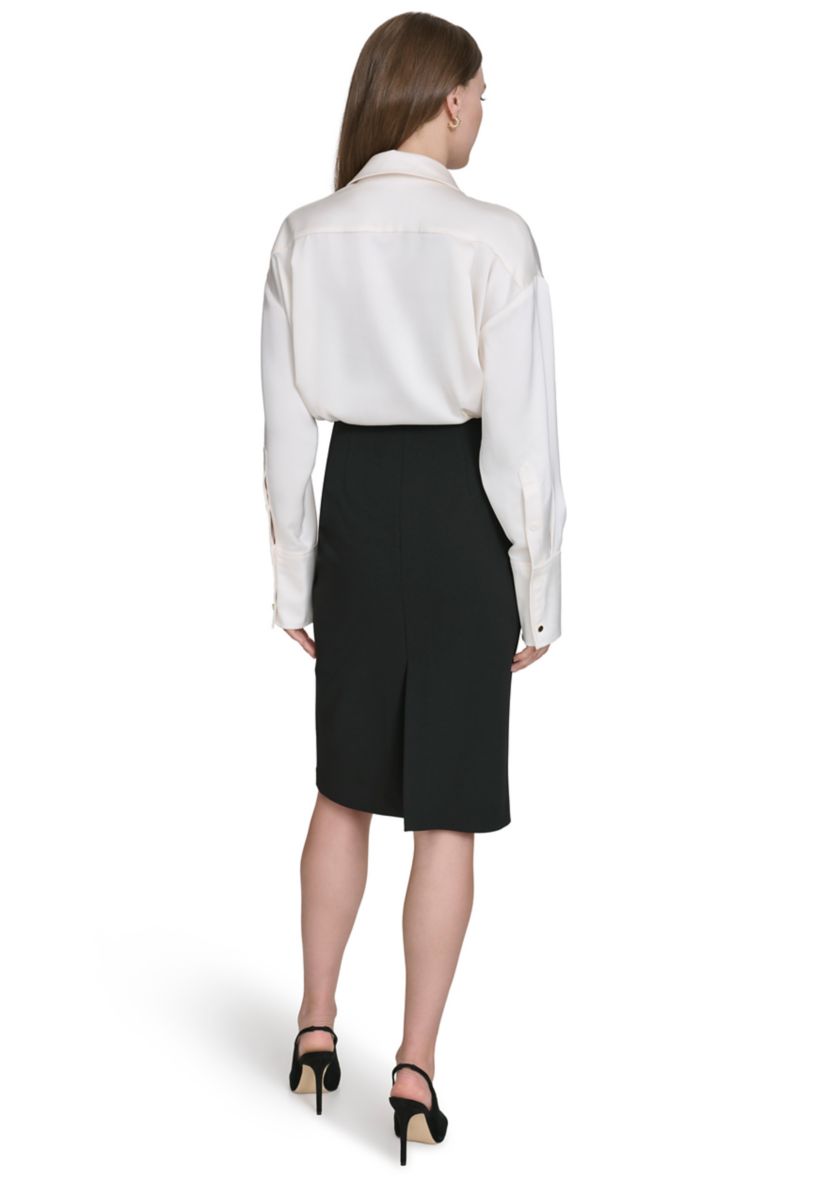 Womens Collared Mixed Media Shirtdress