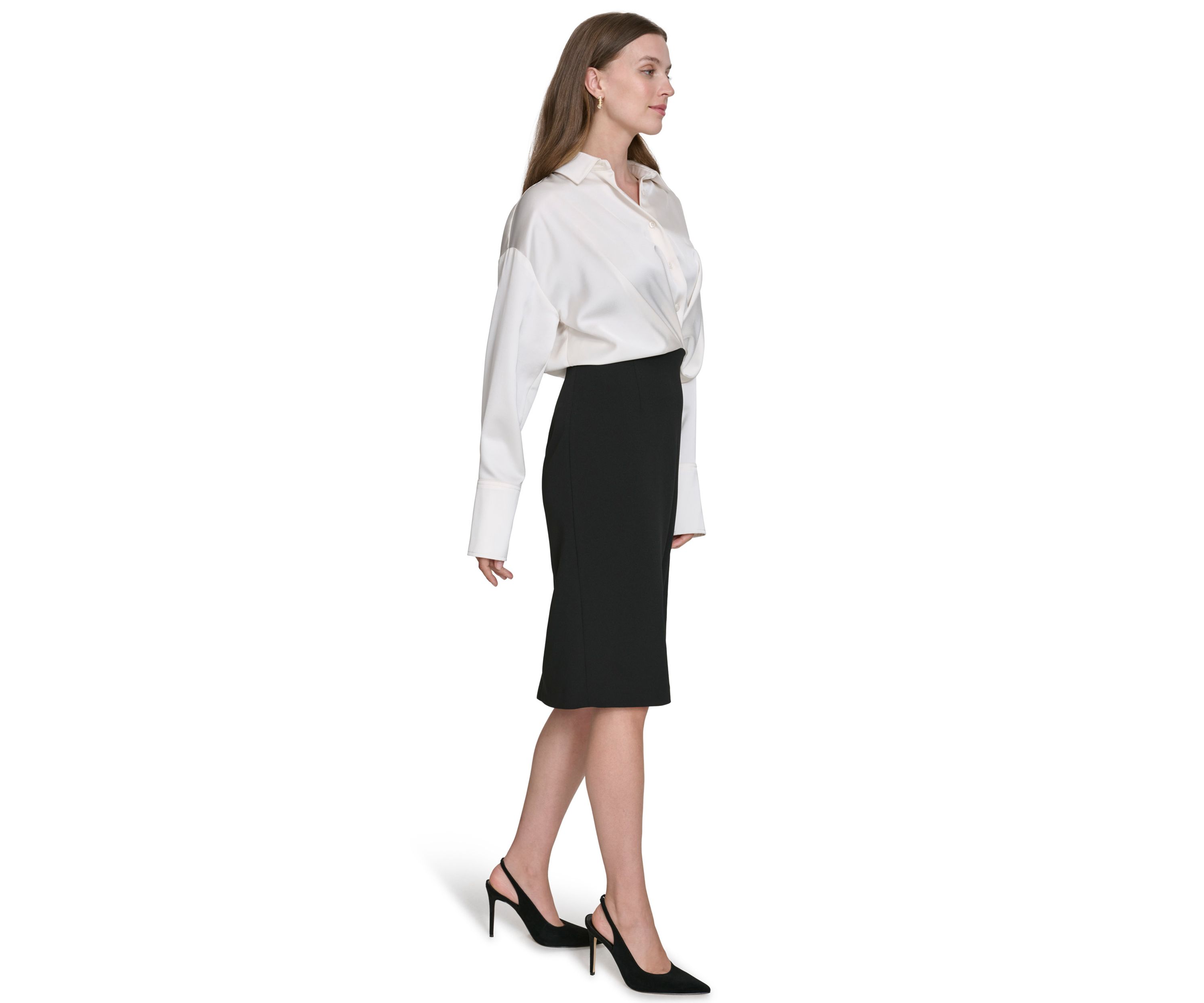 Womens Collared Mixed Media Shirtdress