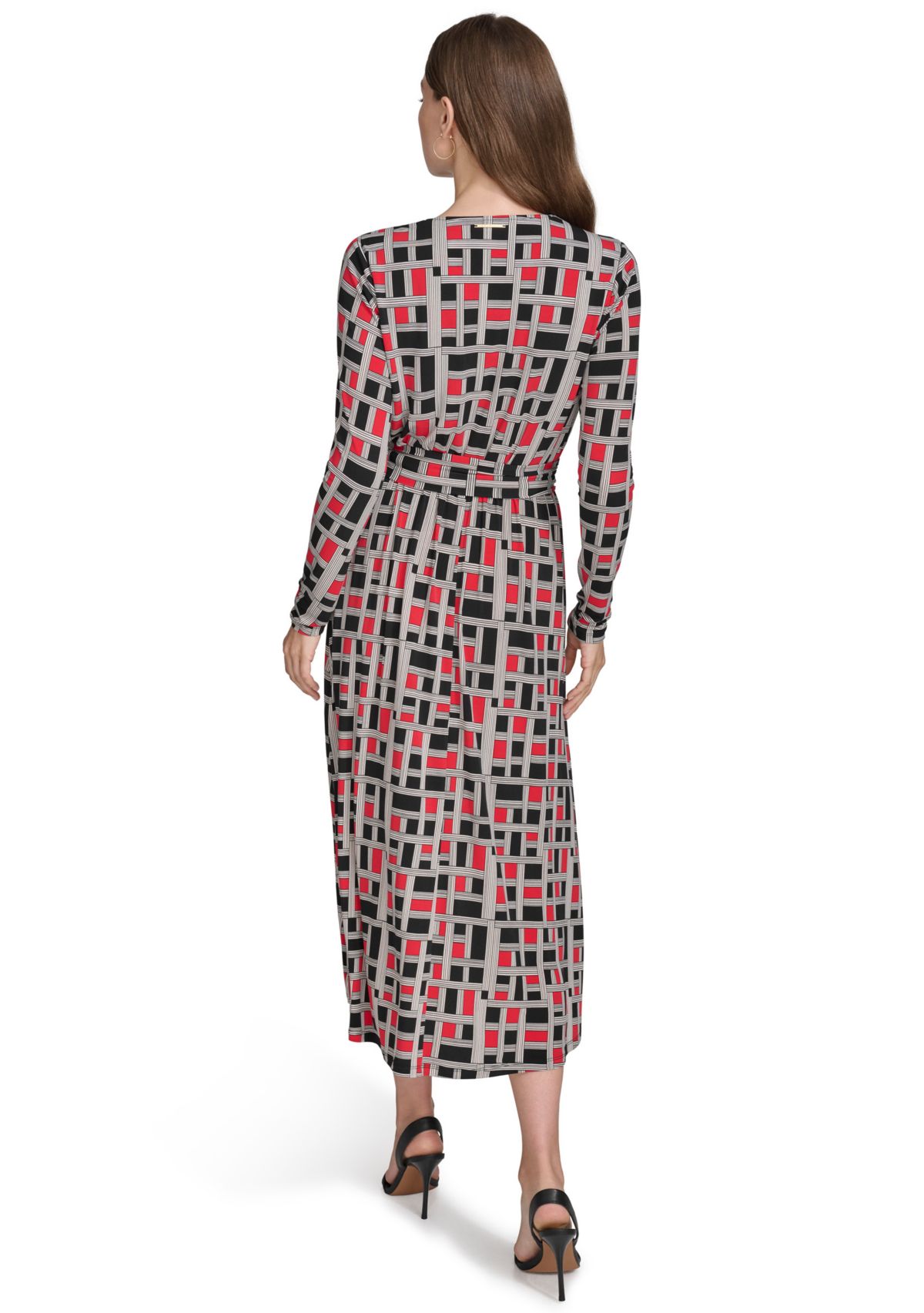 Womens V-Neck Faux Wrap Dress