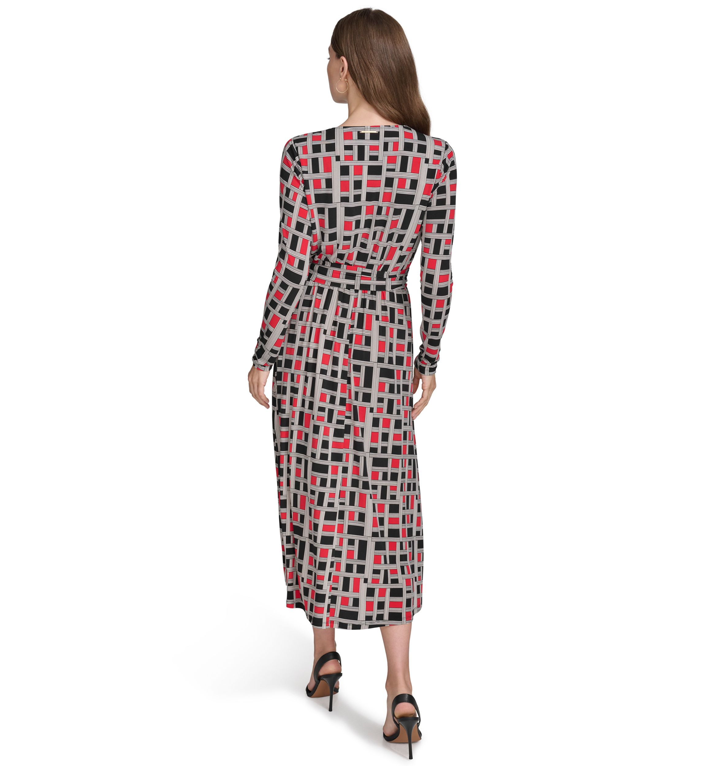 Womens V-Neck Faux Wrap Dress