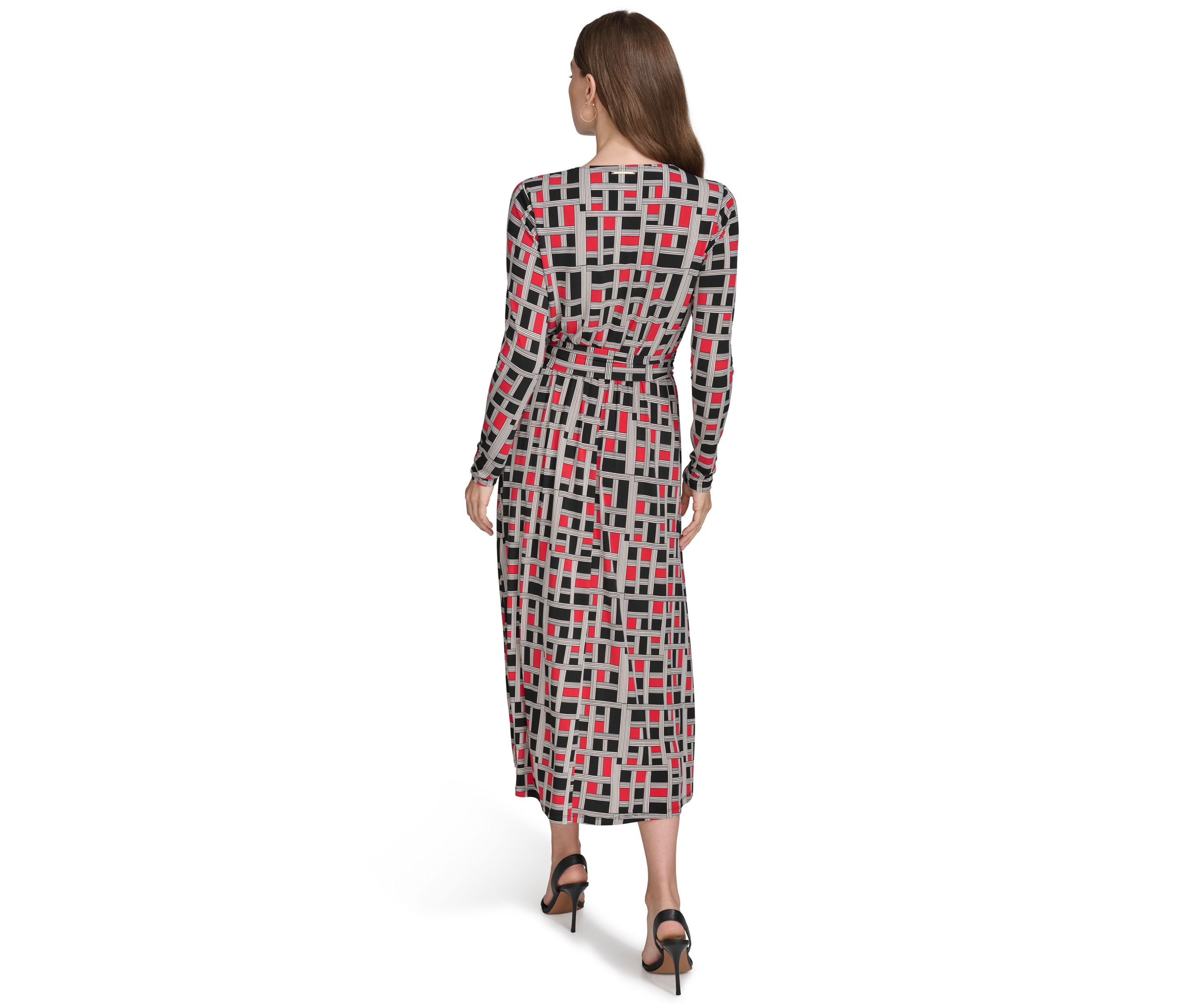 Womens V-Neck Faux Wrap Dress