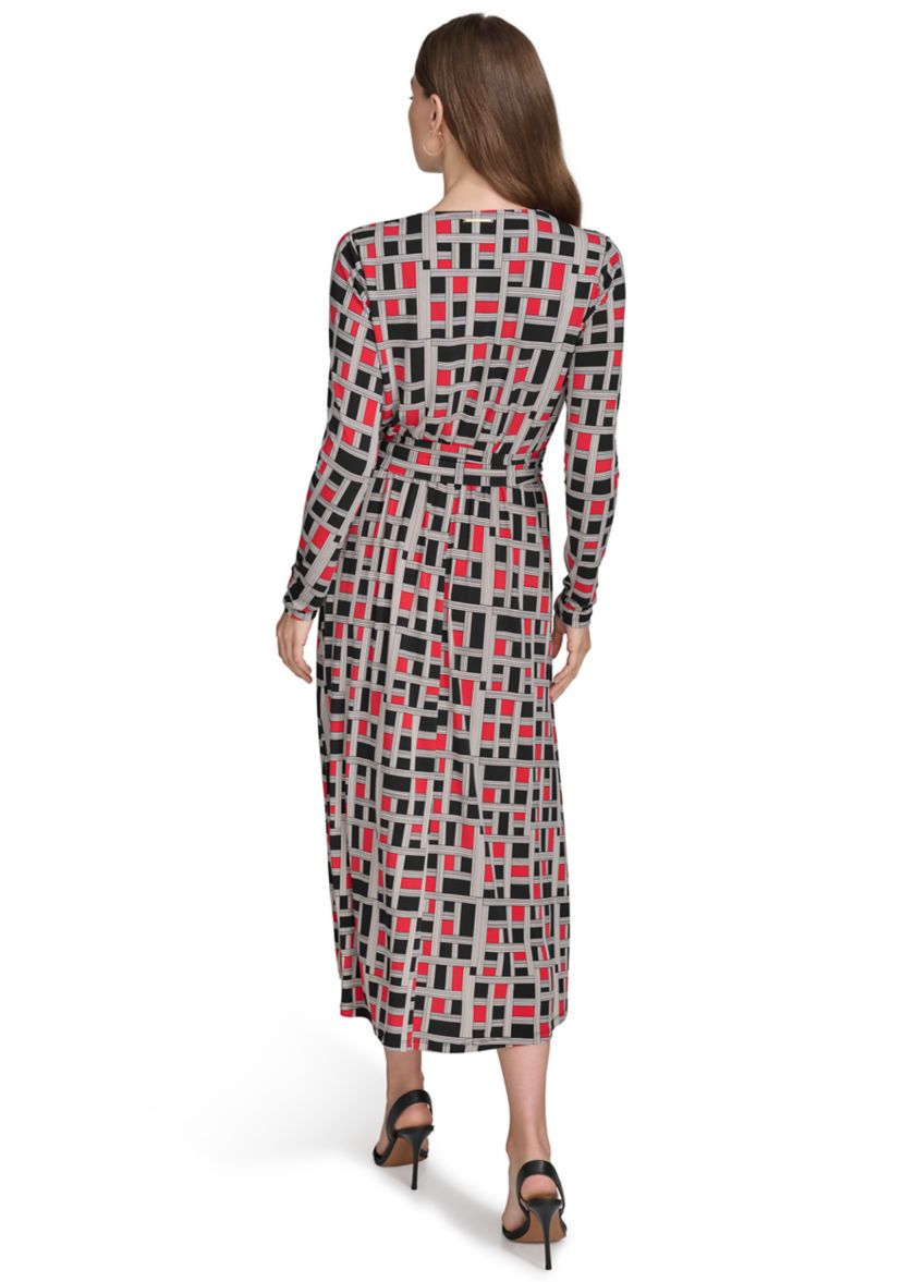 Womens V-Neck Faux Wrap Dress