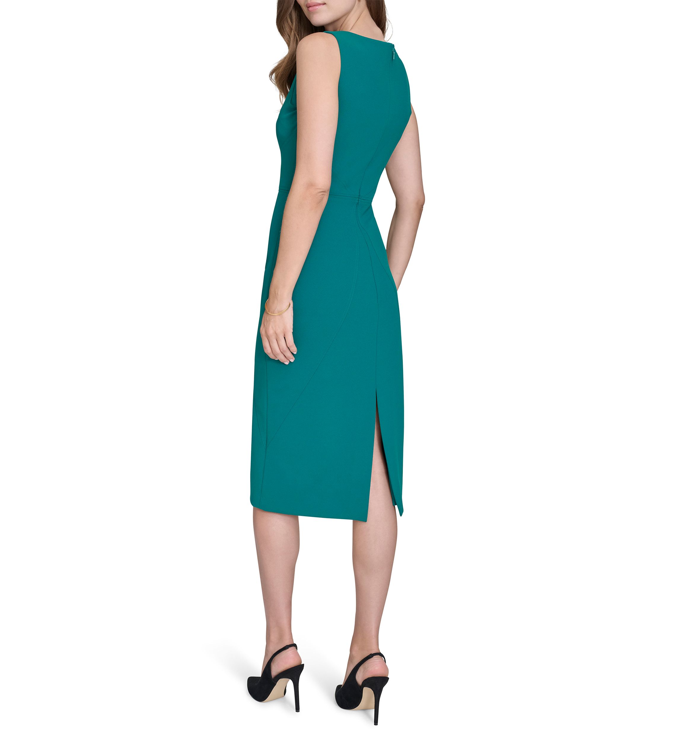 Womens Sleeveless Crew Neck Midi Dress