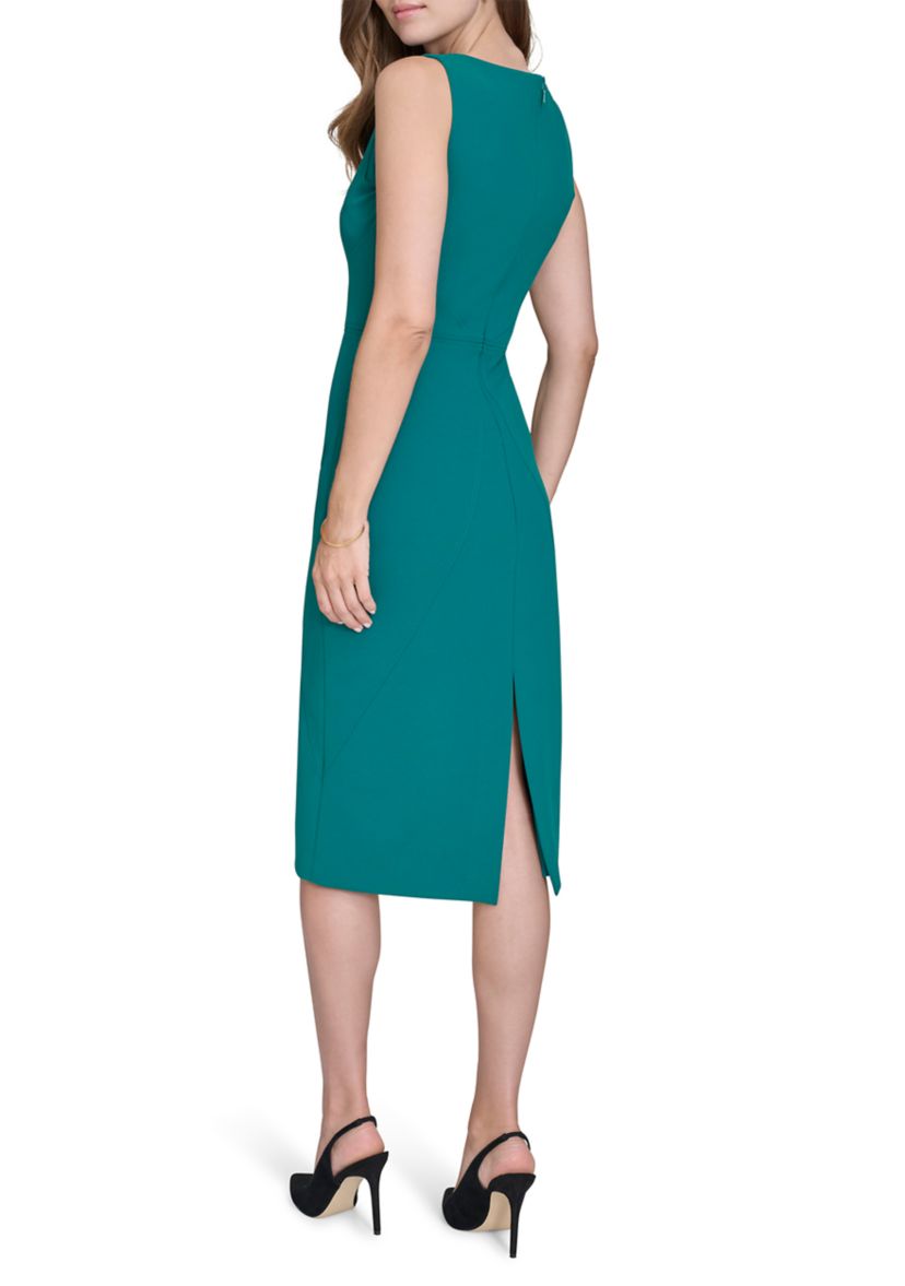 Womens Sleeveless Crew Neck Midi Dress