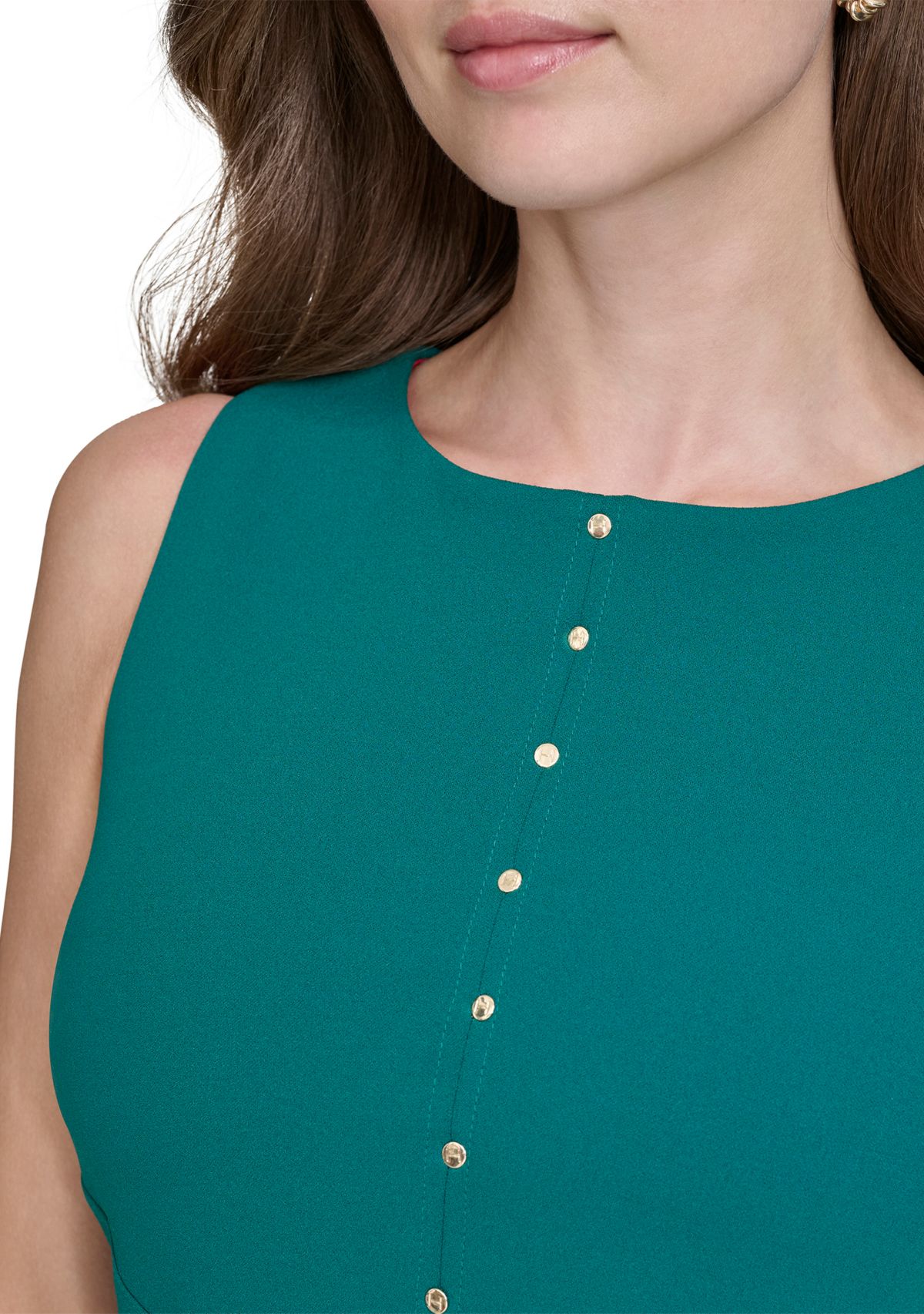 Womens Sleeveless Crew Neck Midi Dress