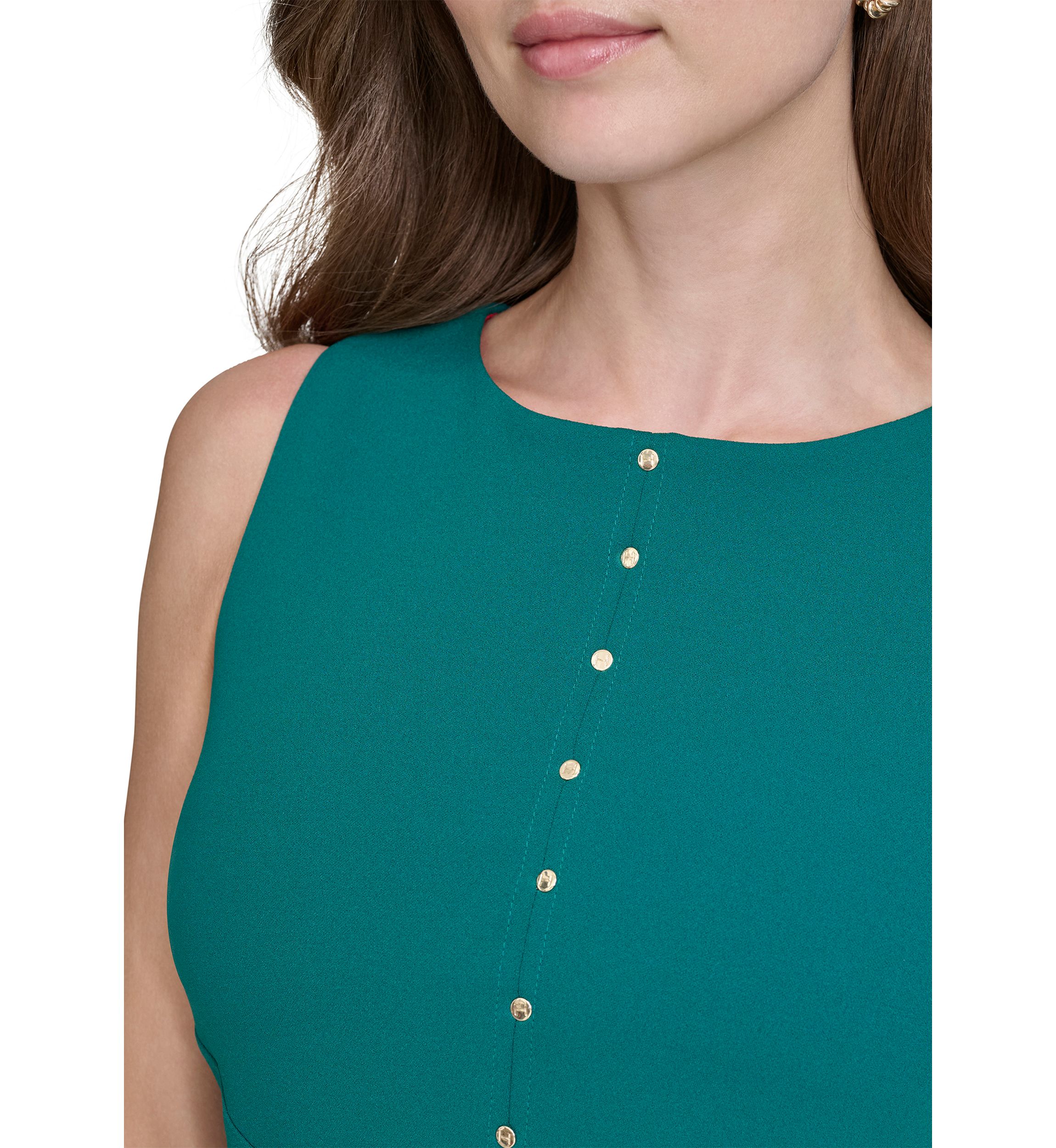 Womens Sleeveless Crew Neck Midi Dress