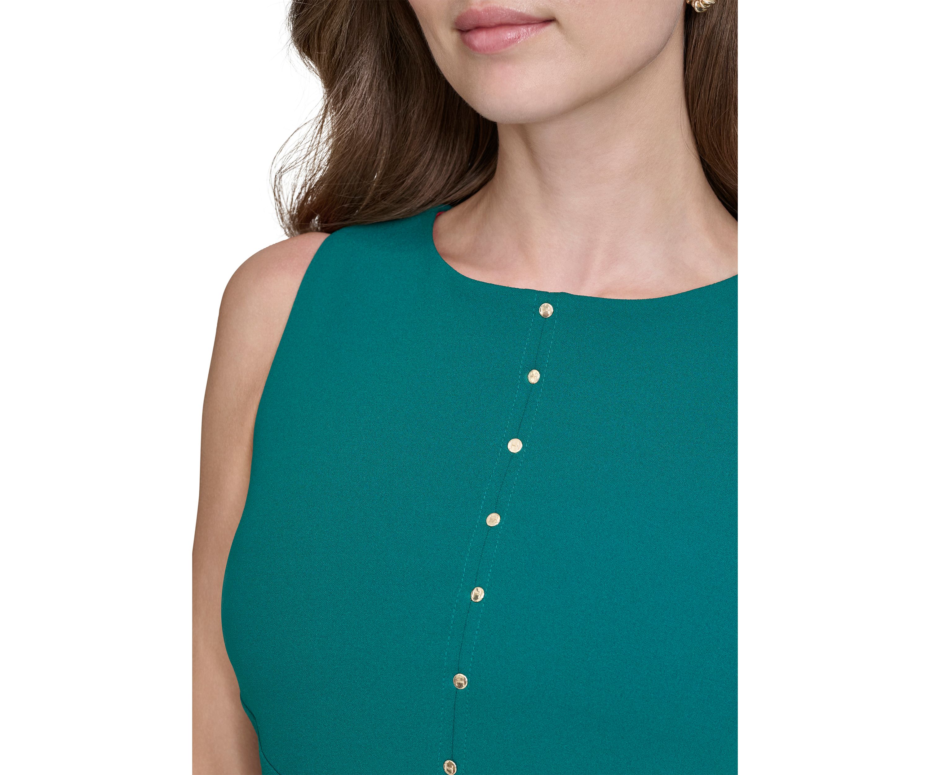 Womens Sleeveless Crew Neck Midi Dress
