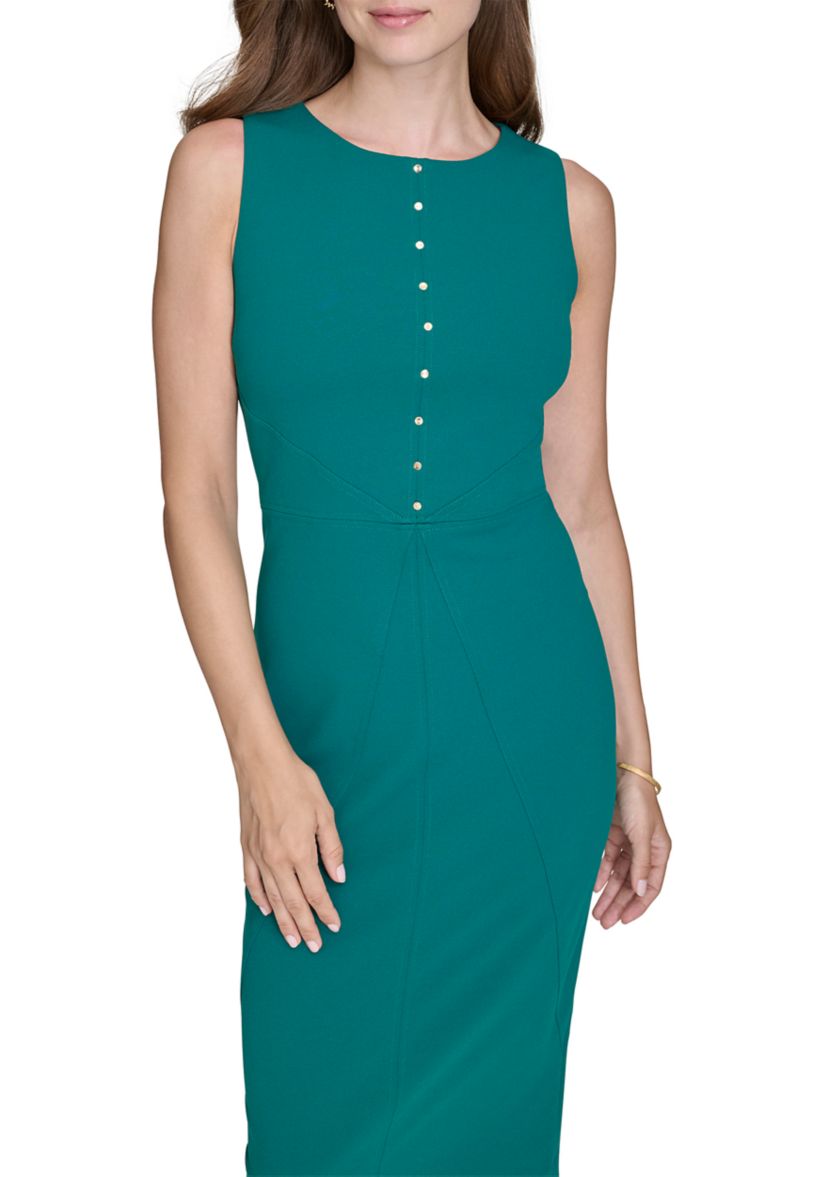 Womens Sleeveless Crew Neck Midi Dress