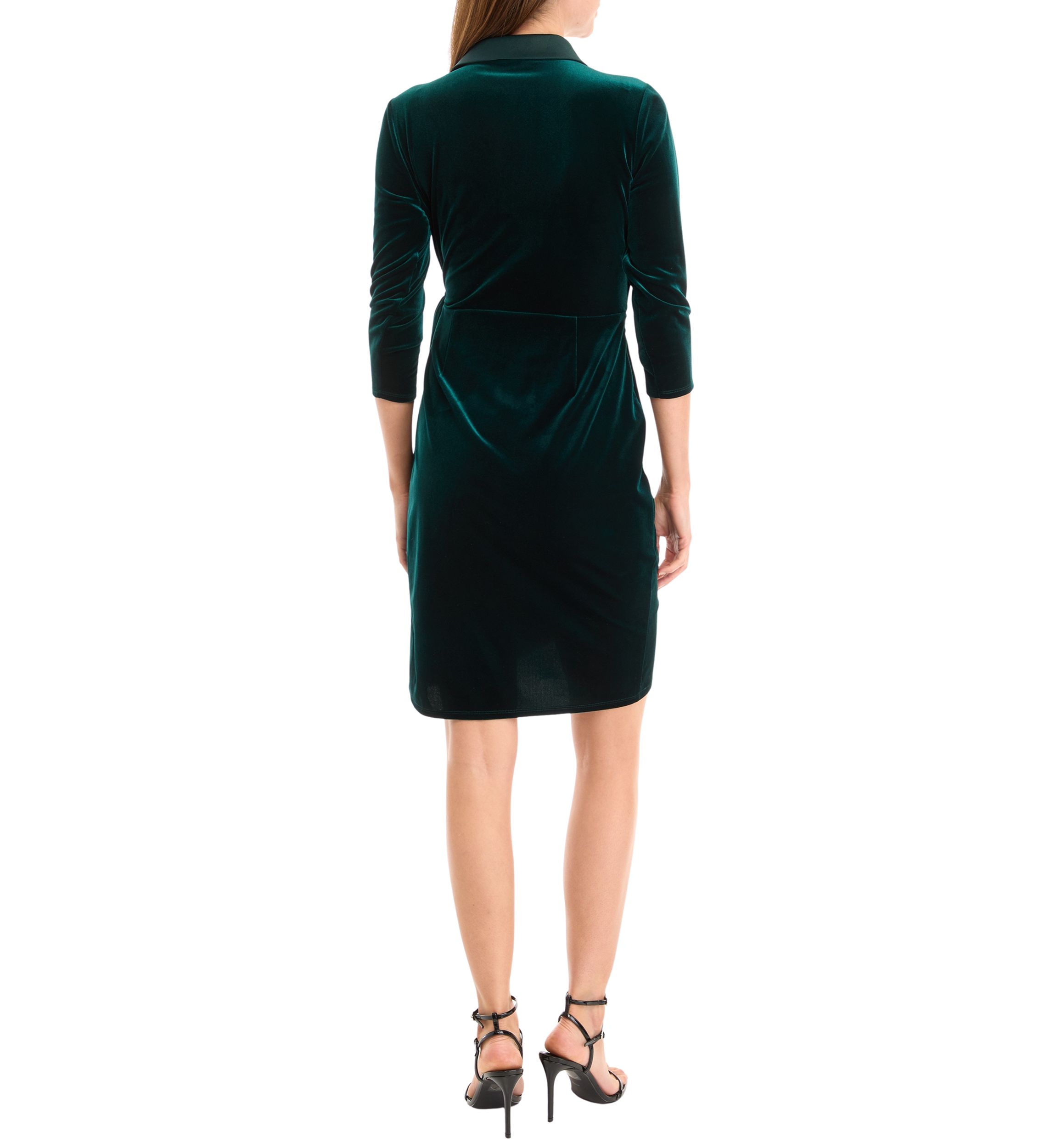 Womens V-Neck Solid Fit and Flare Dress