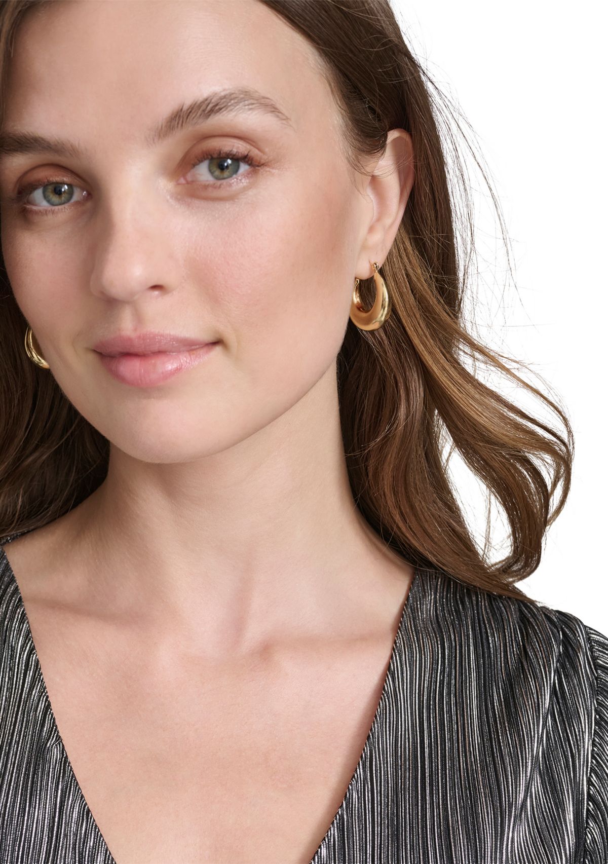 Womens Long Sleeve V-Neck Belted Solid Foil Fit and Flare Dress