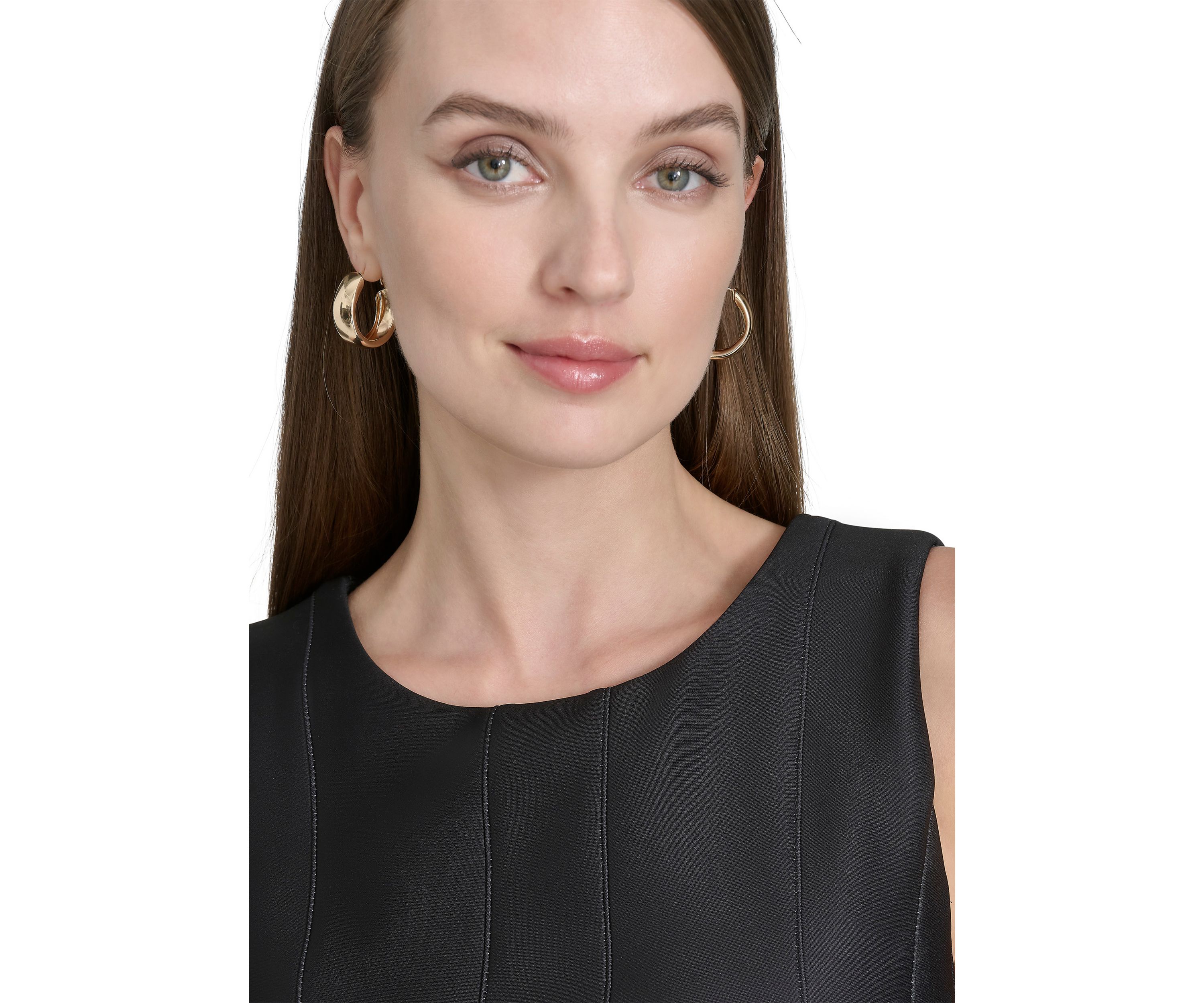 Womens Sleeveless Crew Neck Floral Print A-Line Dress