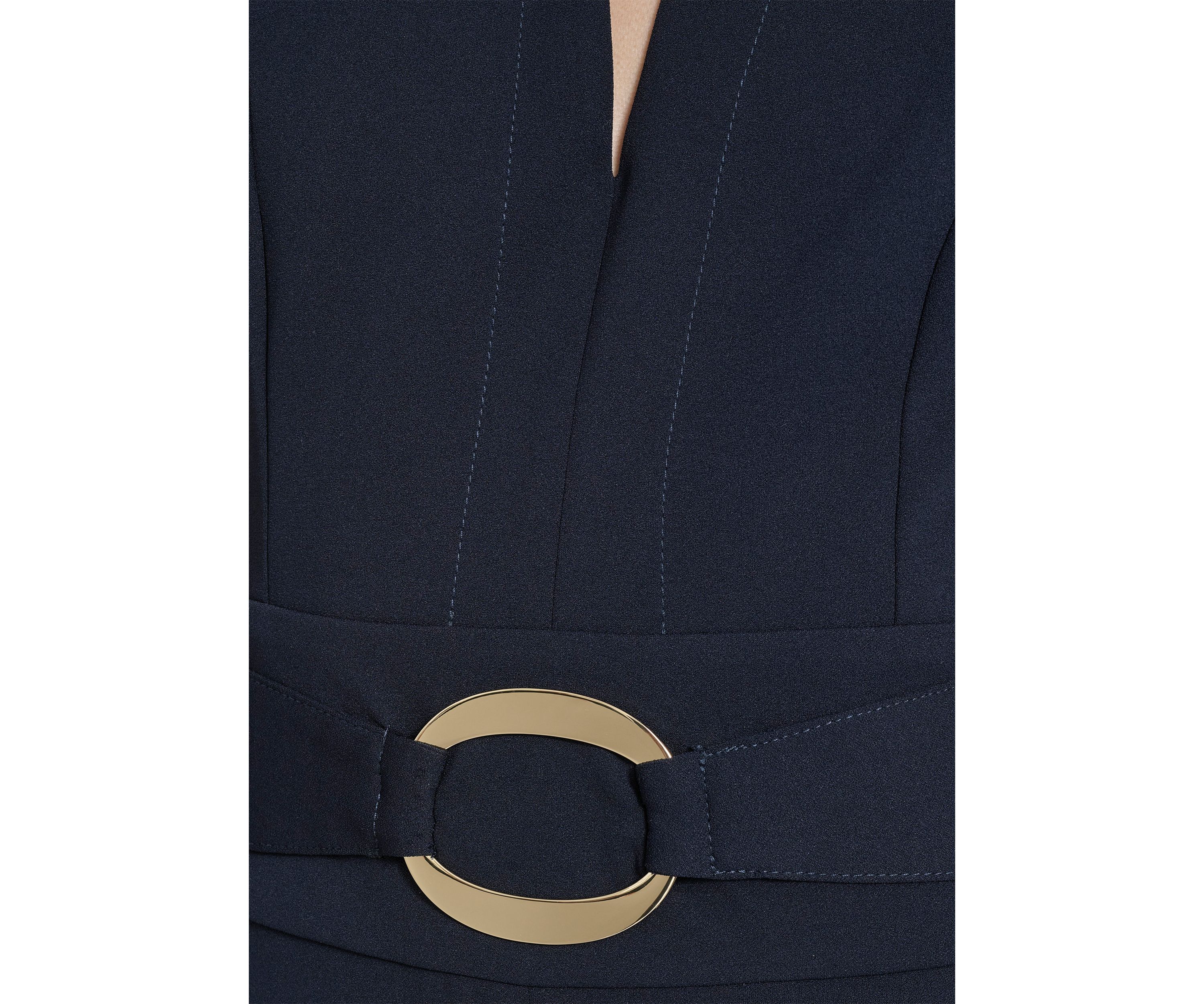 Womens Sleeveless V-Neck Belted Midi Fit and Flare Dress