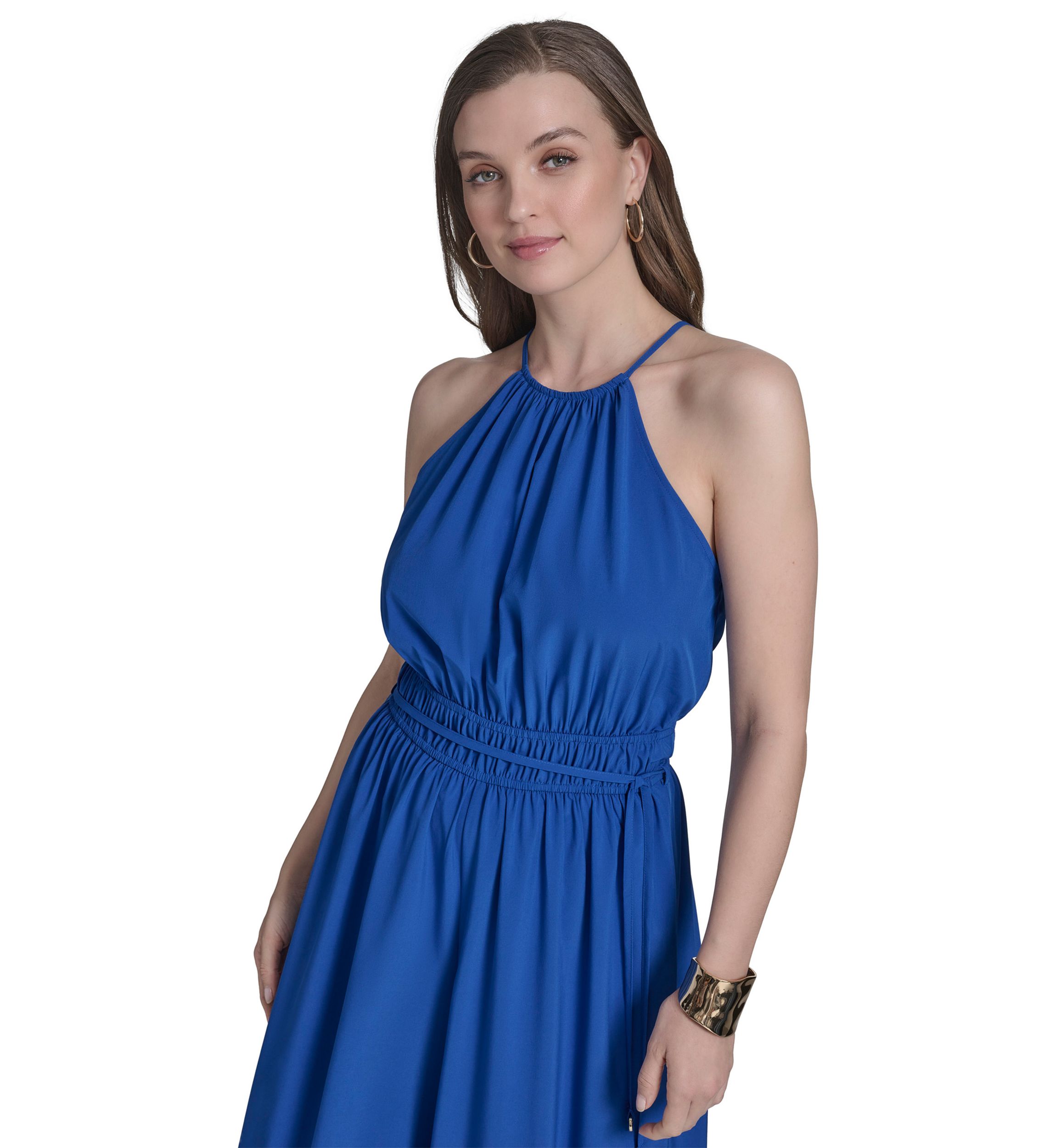 Womens Tie Back Halter Flare Jumpsuit