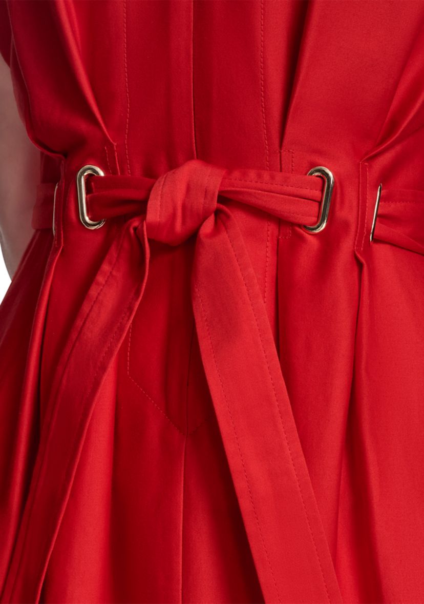 Womens Short Sleeve Collar Neck Solid Belted Shirtdress