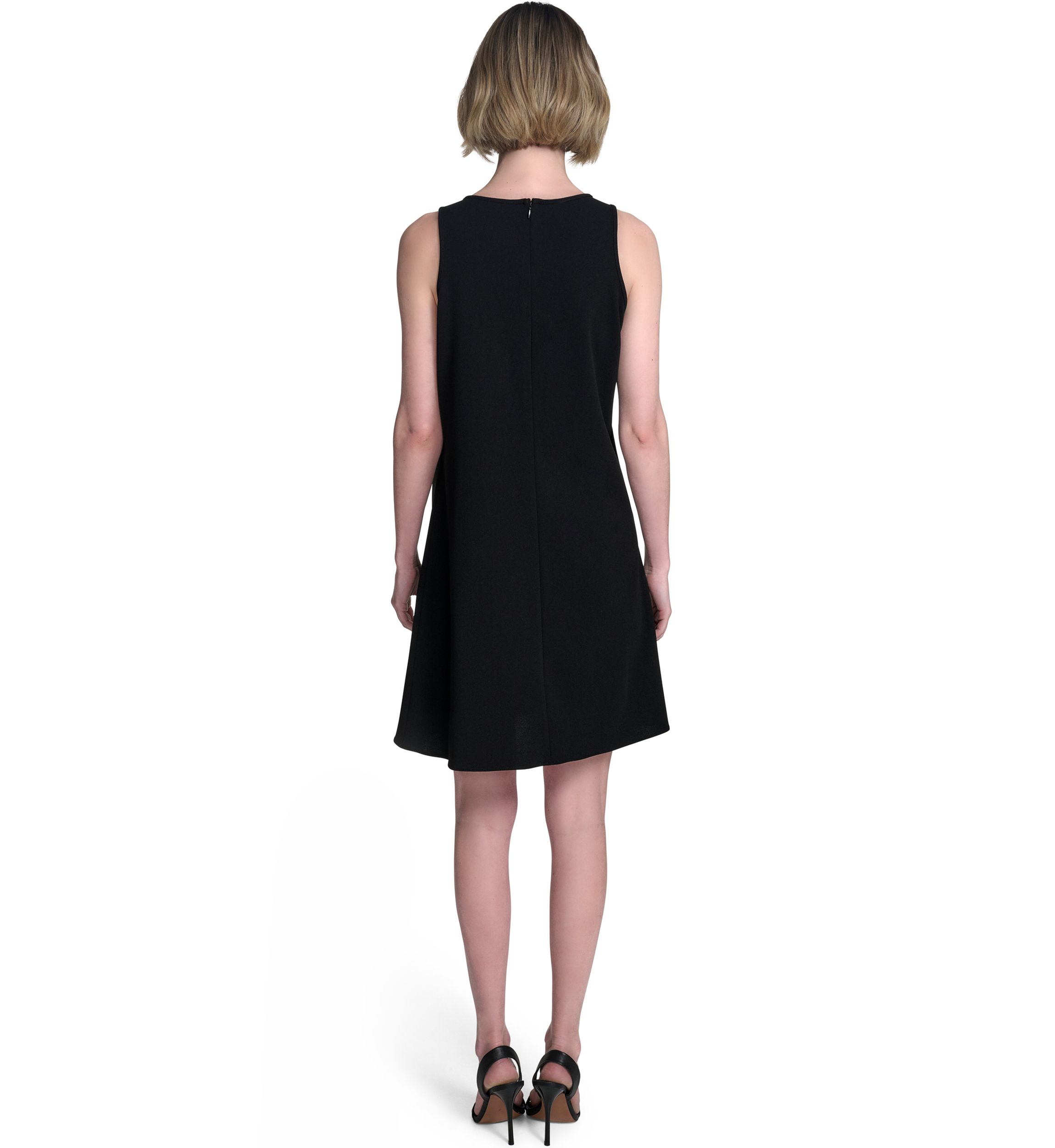 Womens Sleeveless Asymmetrical Neck Solid A-Line Dress