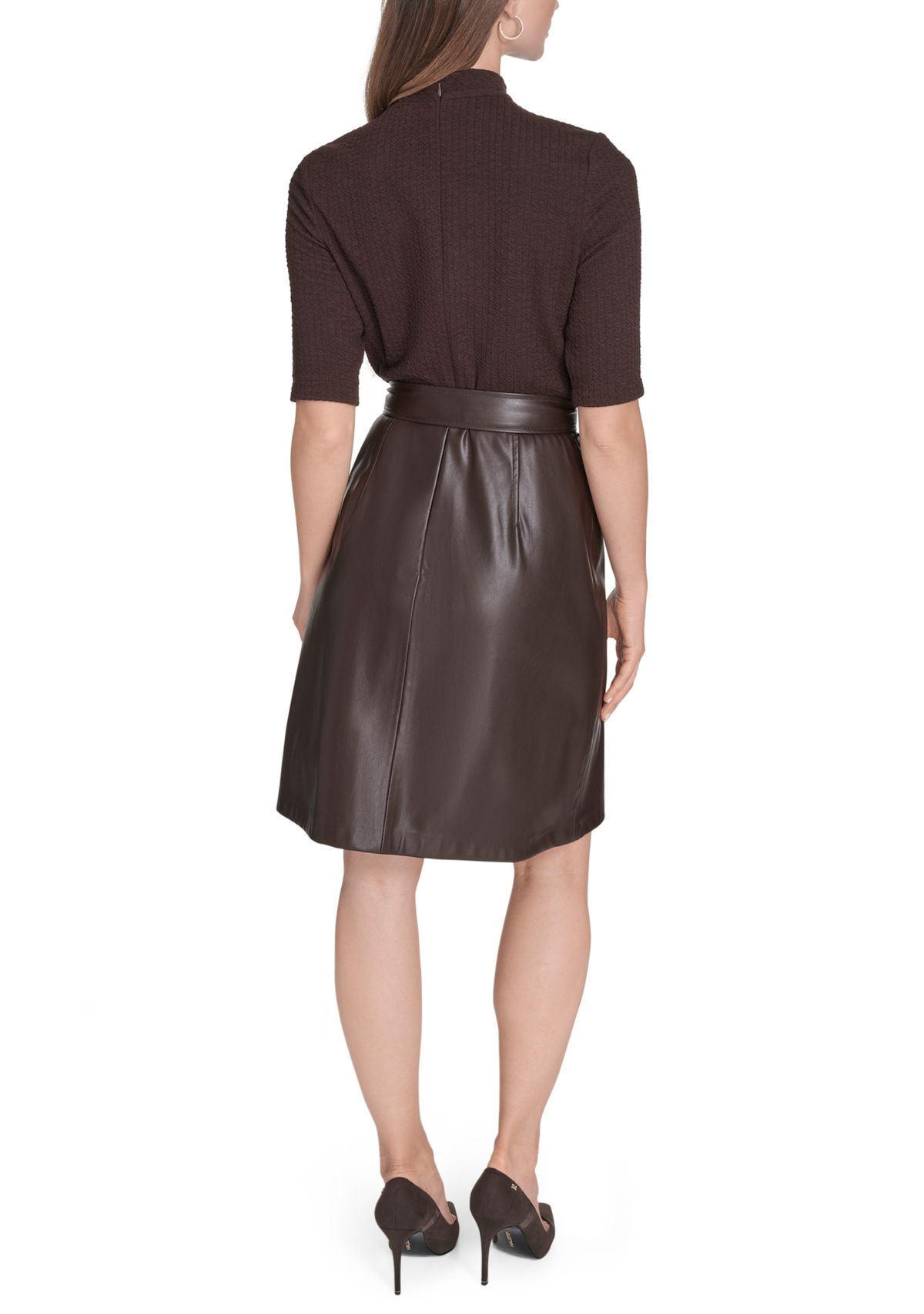 Womens Crinkle Rib Knit Dress