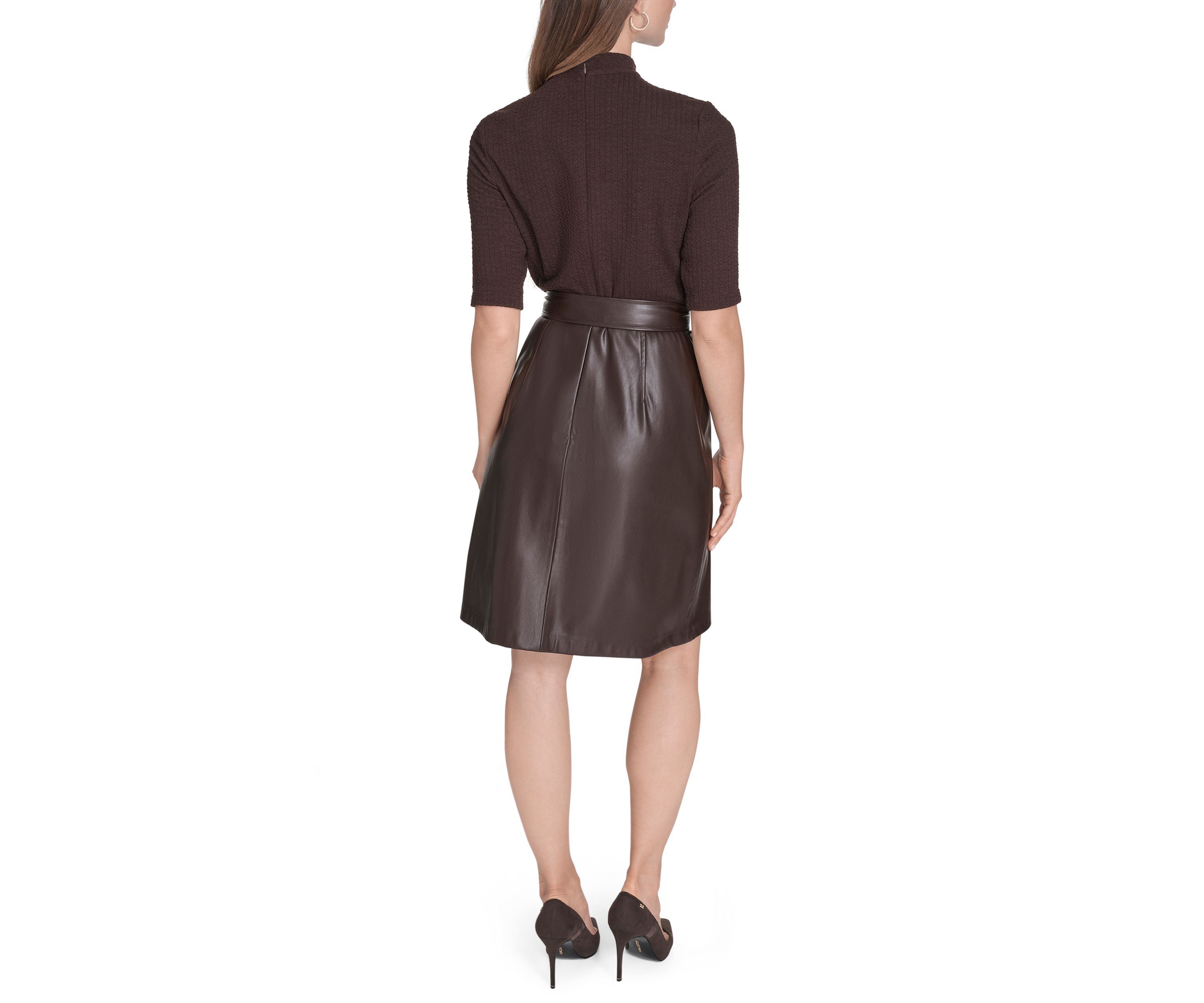 Womens Crinkle Rib Knit Dress