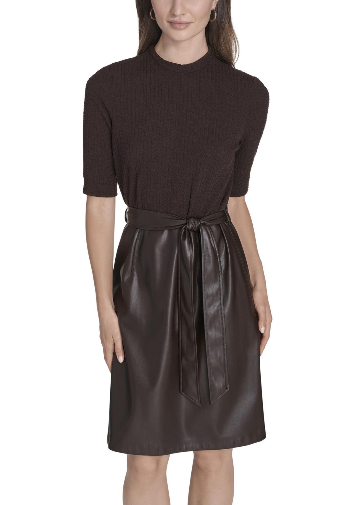 Womens Crinkle Rib Knit Dress