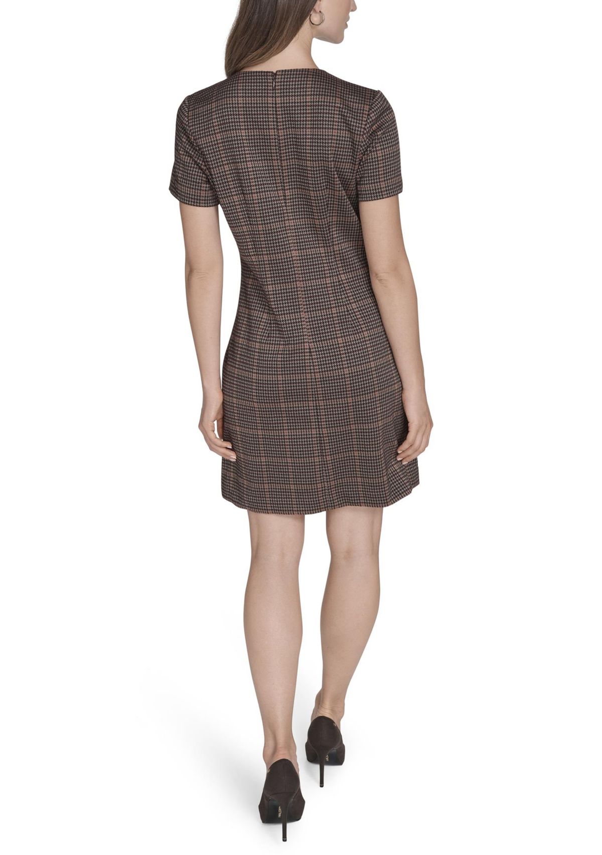Womens Micro Houndstooth Dress