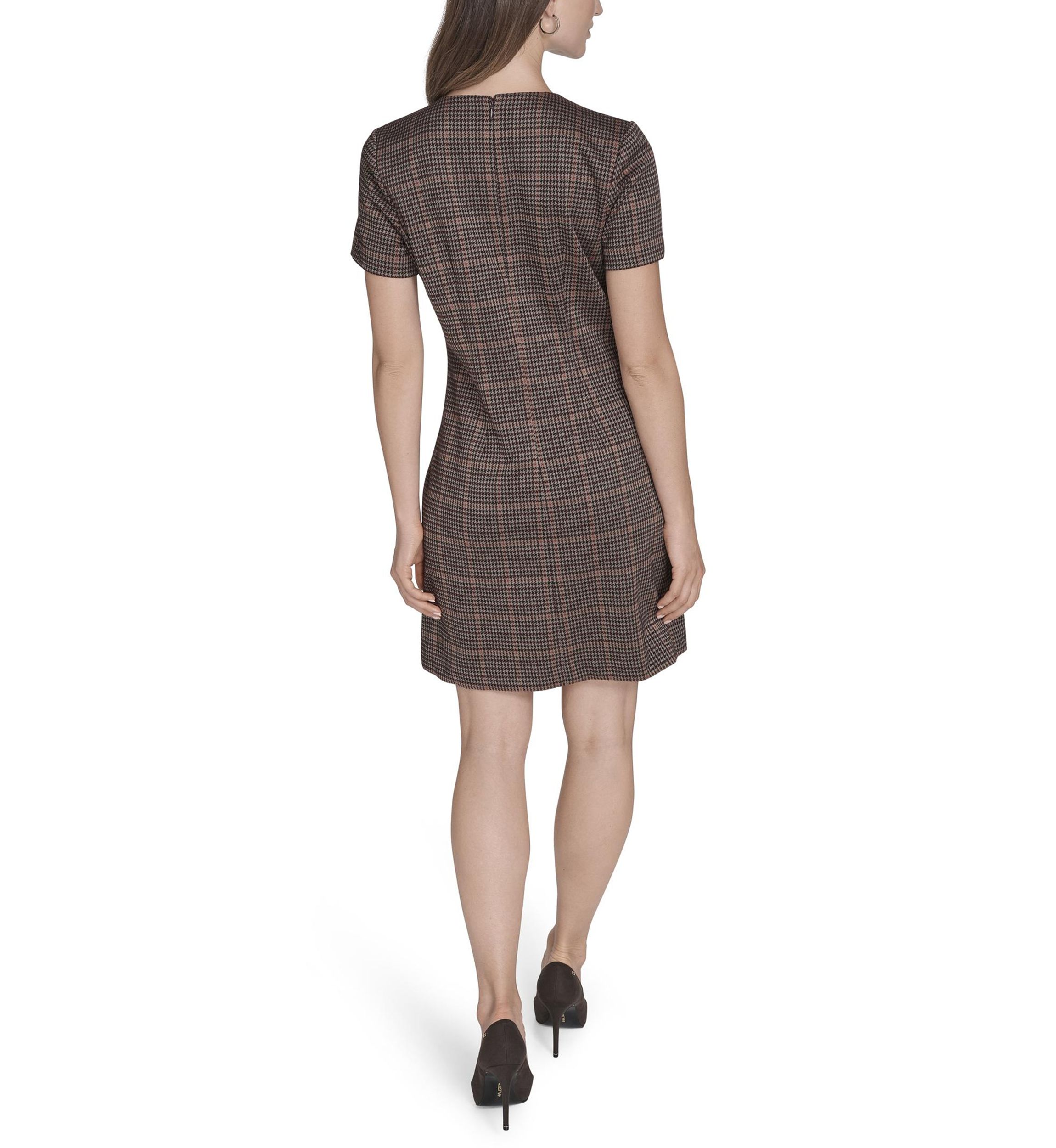 Womens Micro Houndstooth Dress