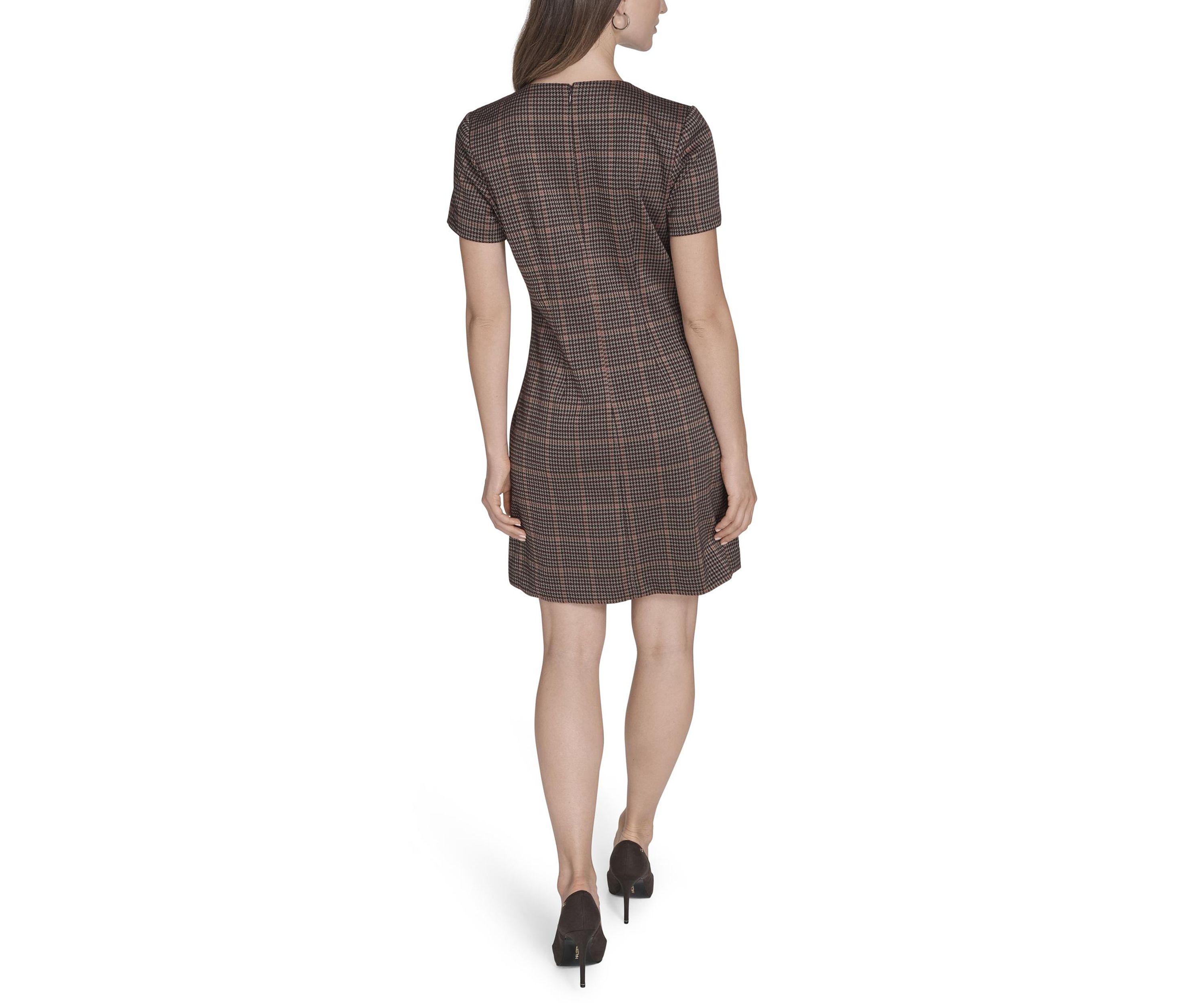 Womens Micro Houndstooth Dress