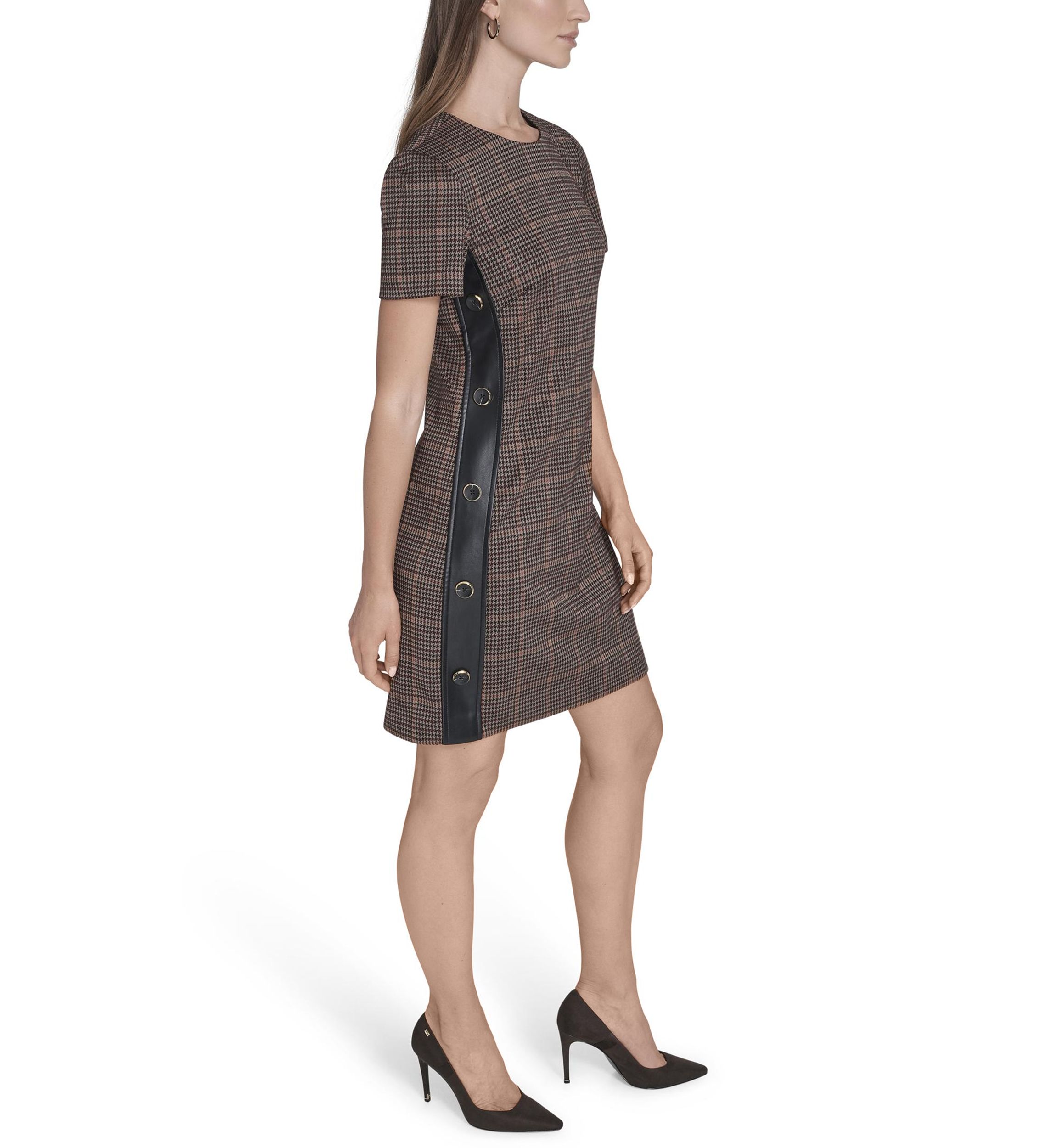 Womens Micro Houndstooth Dress