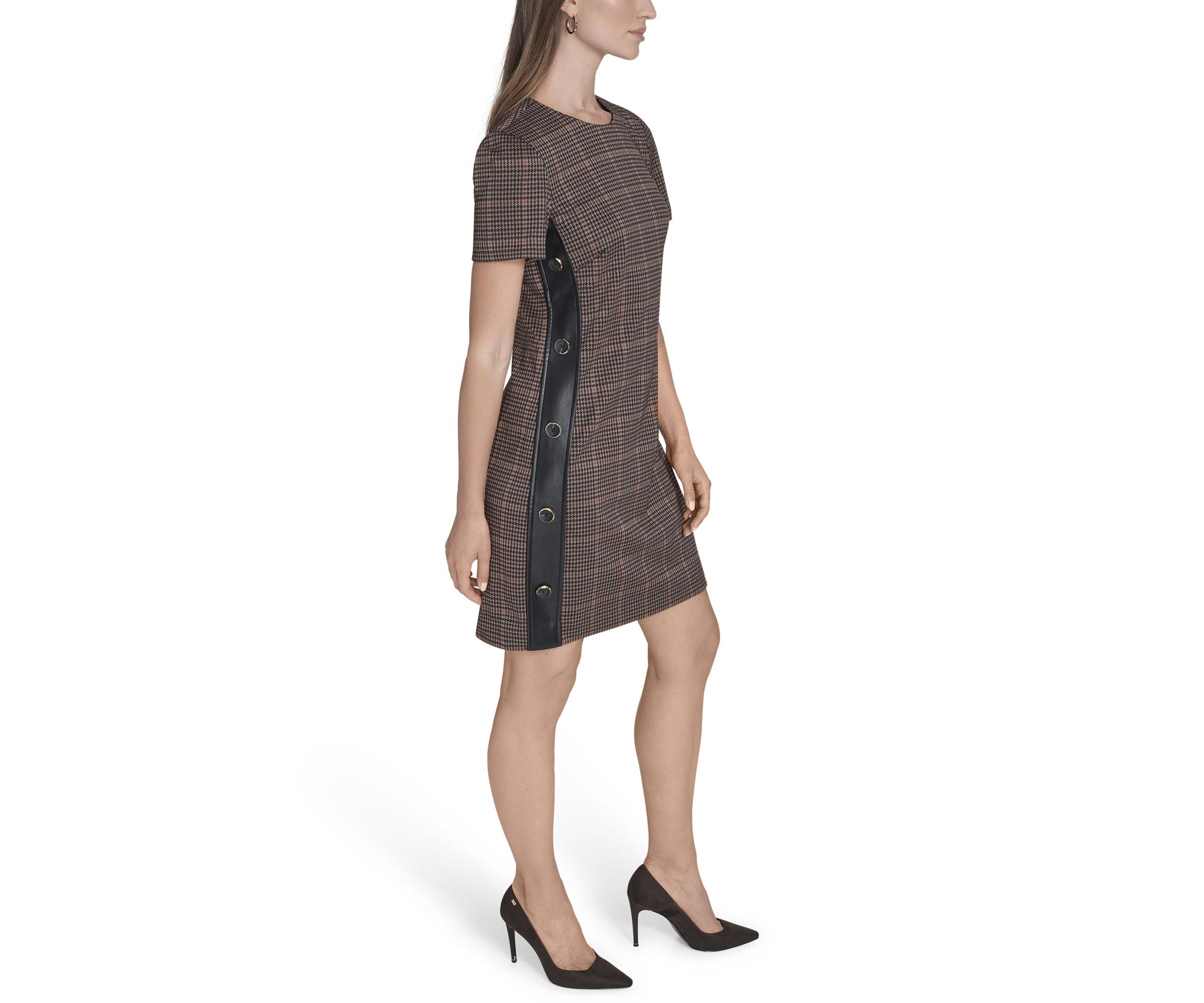 Womens Micro Houndstooth Dress