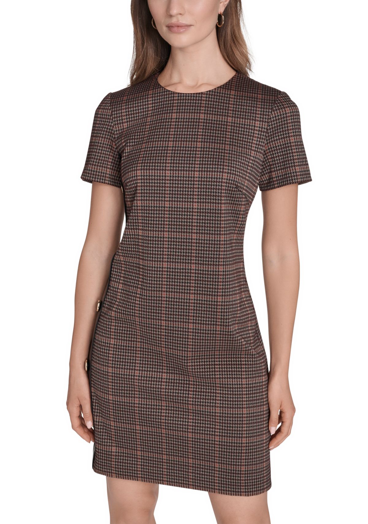 Womens Micro Houndstooth Dress